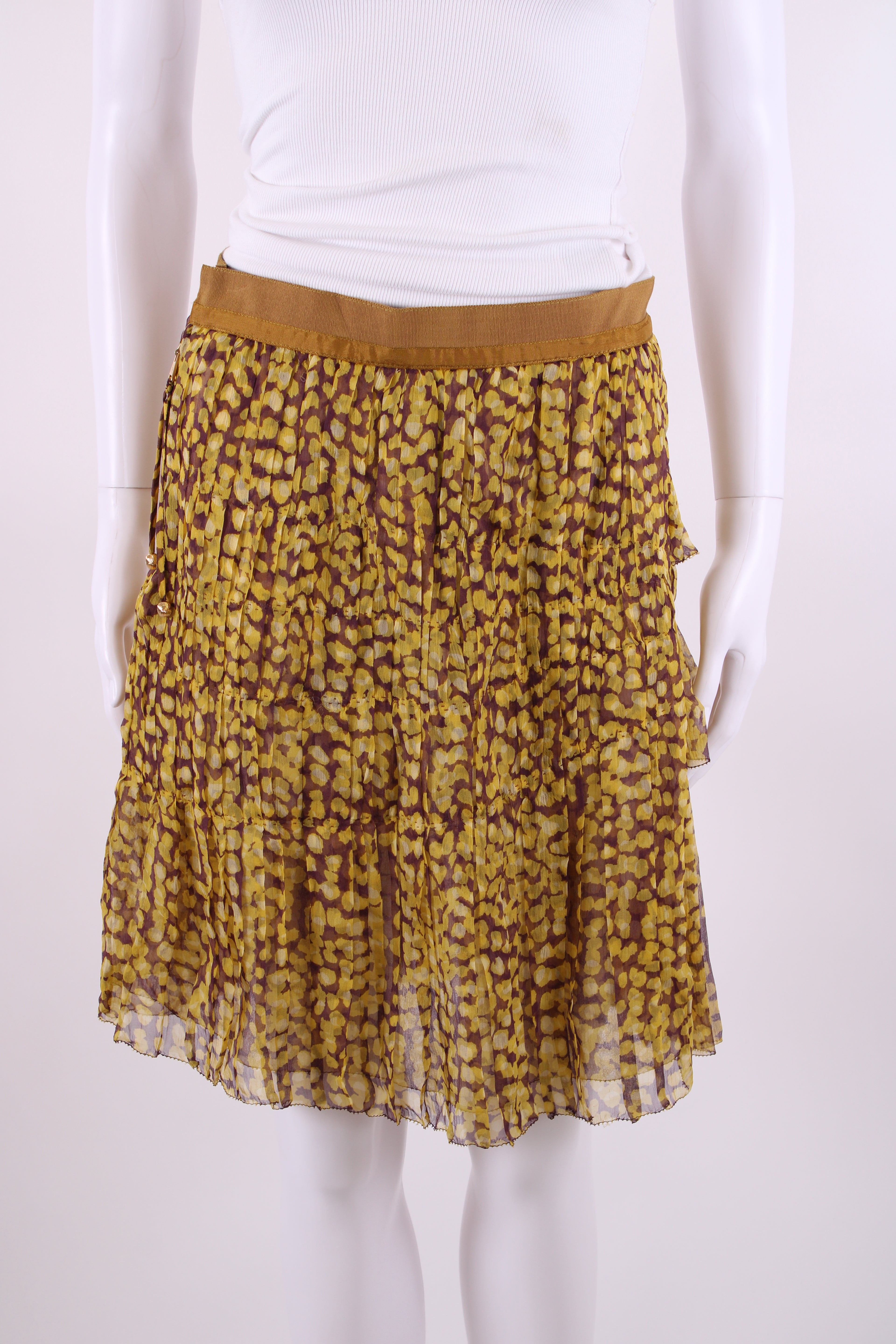 Louis Vuitton Print Pleated Skirt Yellow/ Plum 12