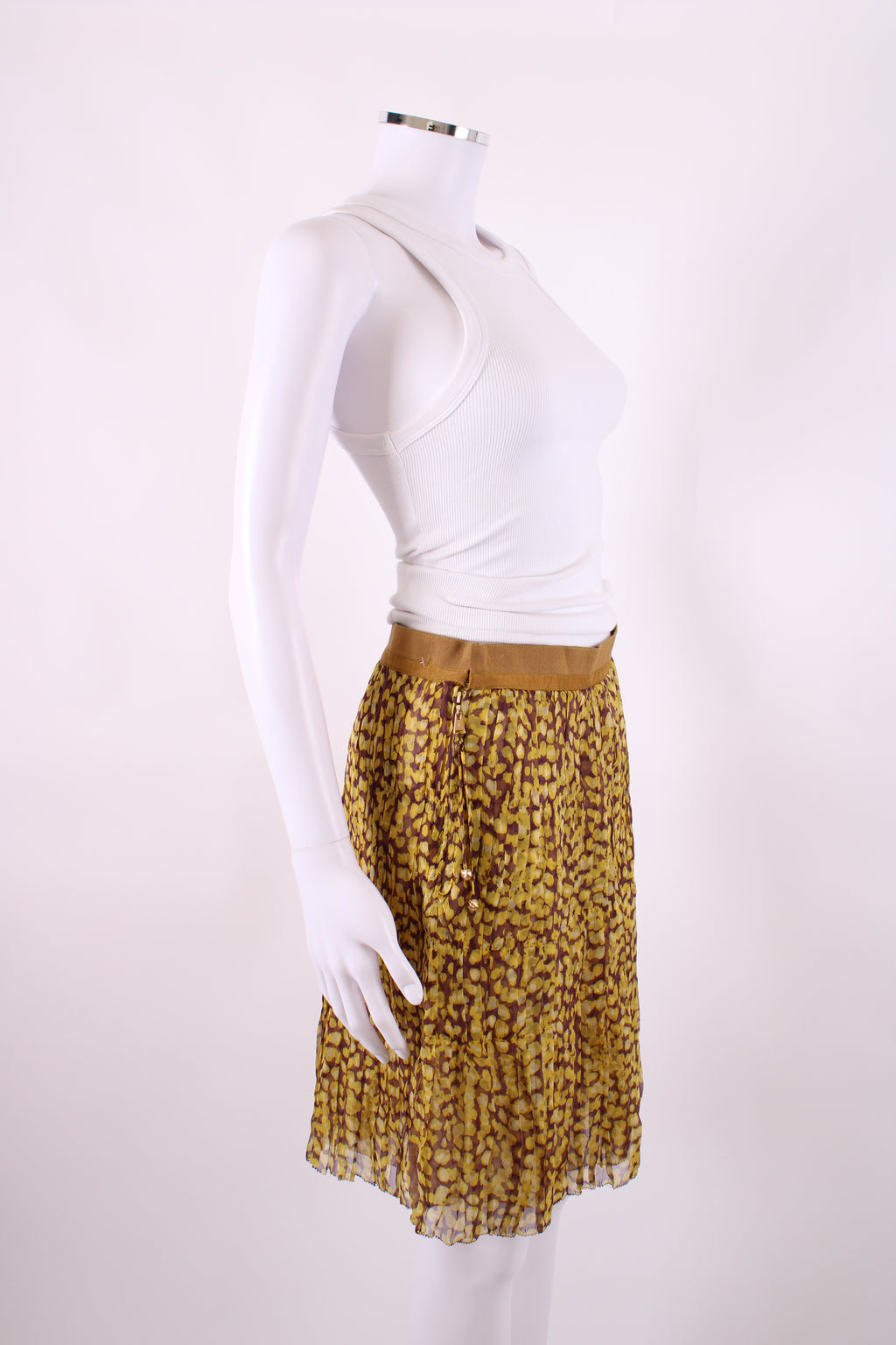 Louis Vuitton Print Pleated Skirt Yellow/ Plum 12
