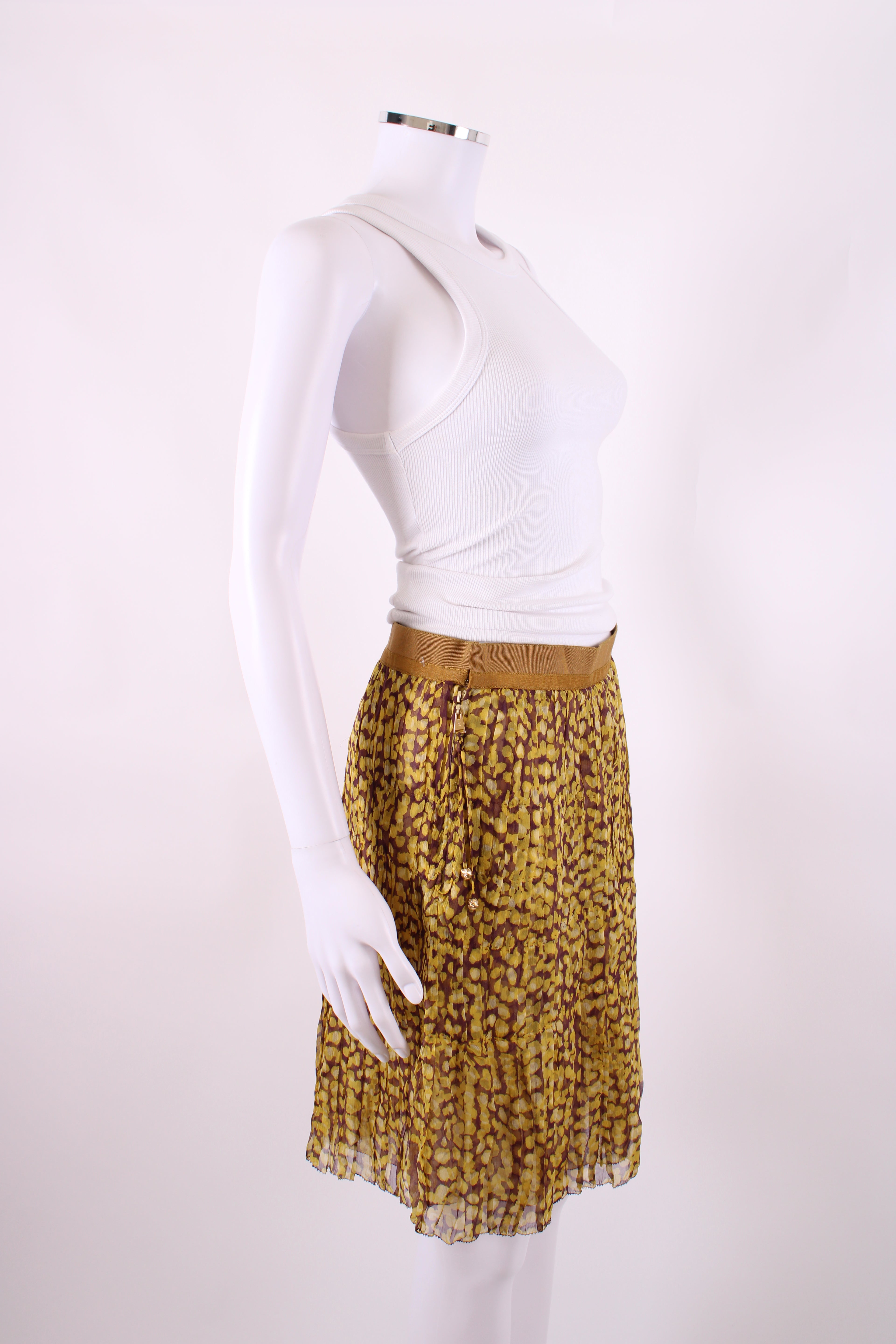 Louis Vuitton Print Pleated Skirt Yellow/ Plum 12