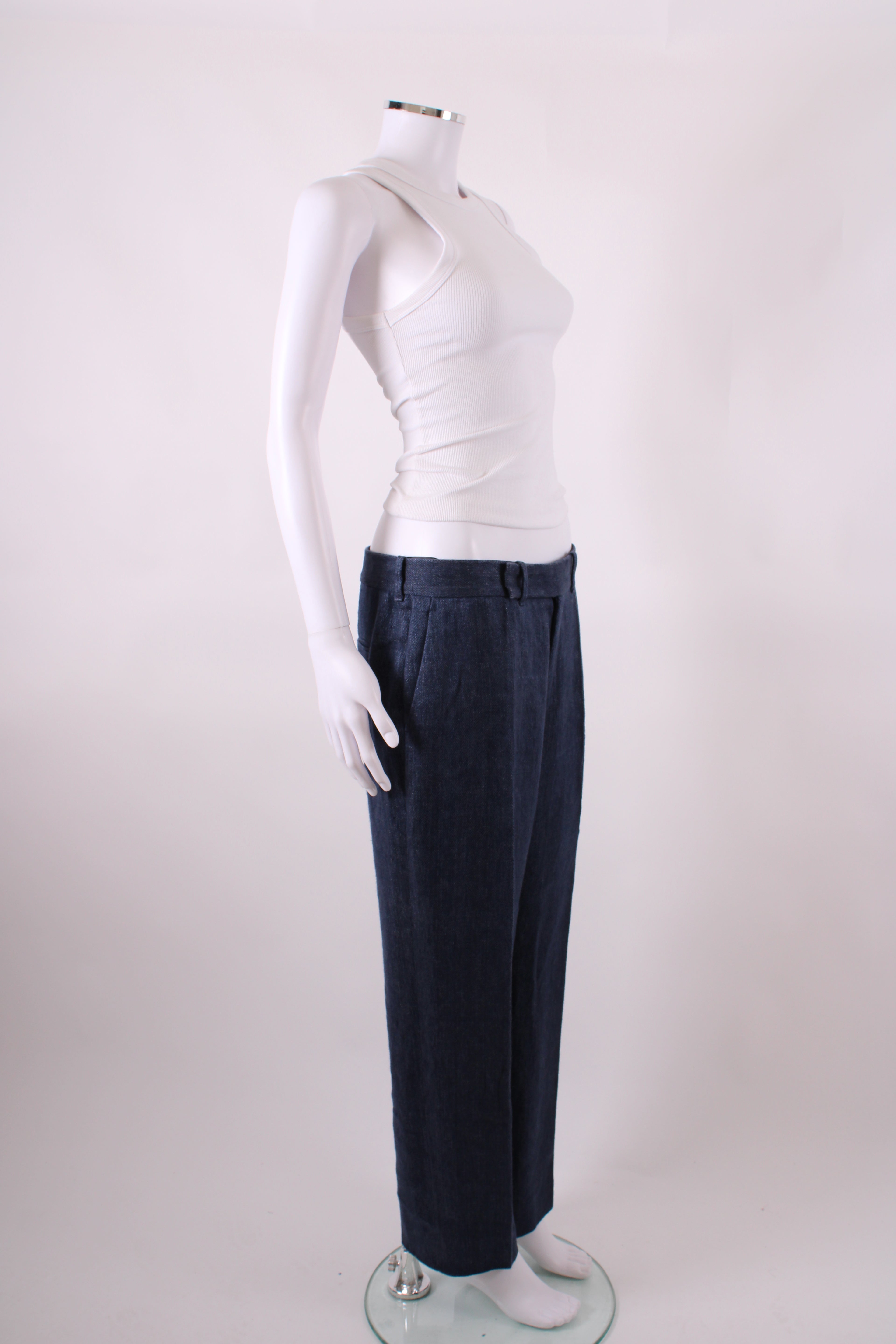 Chloe Trousers wool/linen Navy m