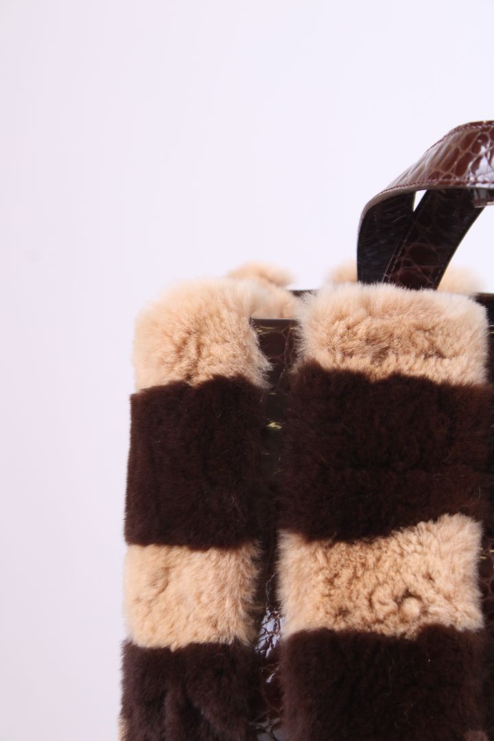 Dolce & Gabbana Patchwork Rabbit & Croc Brown