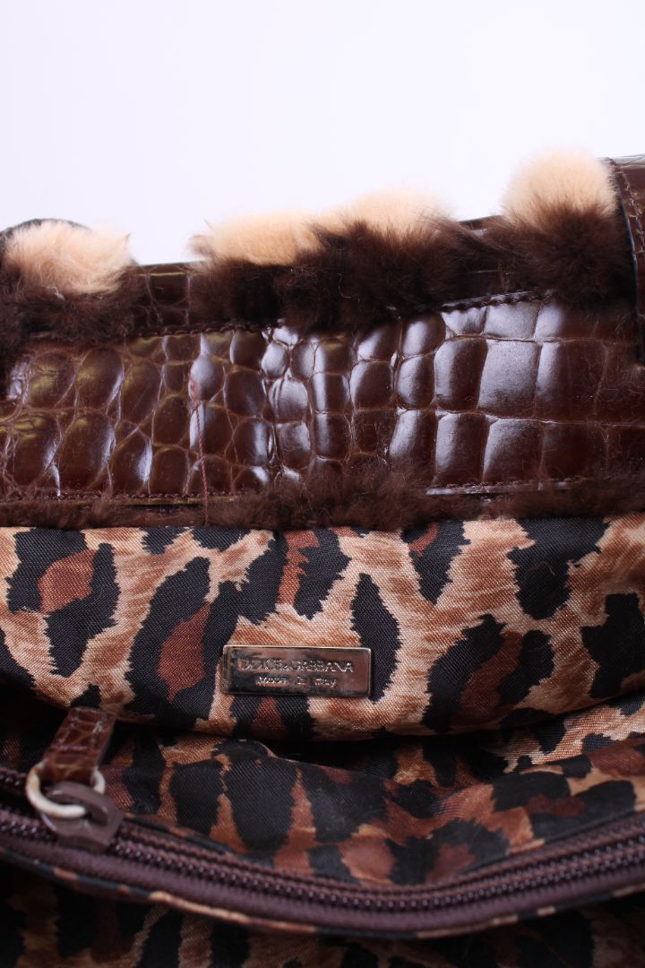 Dolce & Gabbana Patchwork Rabbit & Croc Brown