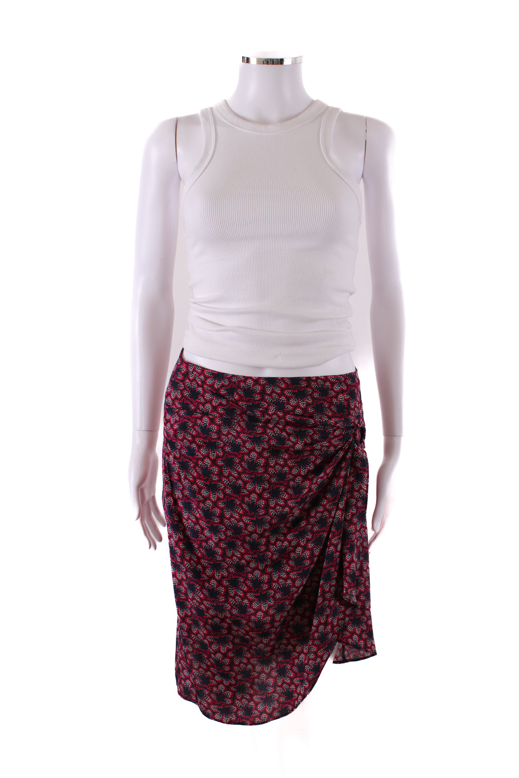 Isabel Marant Leaf Print Skirt Navy/ Raspberry 10