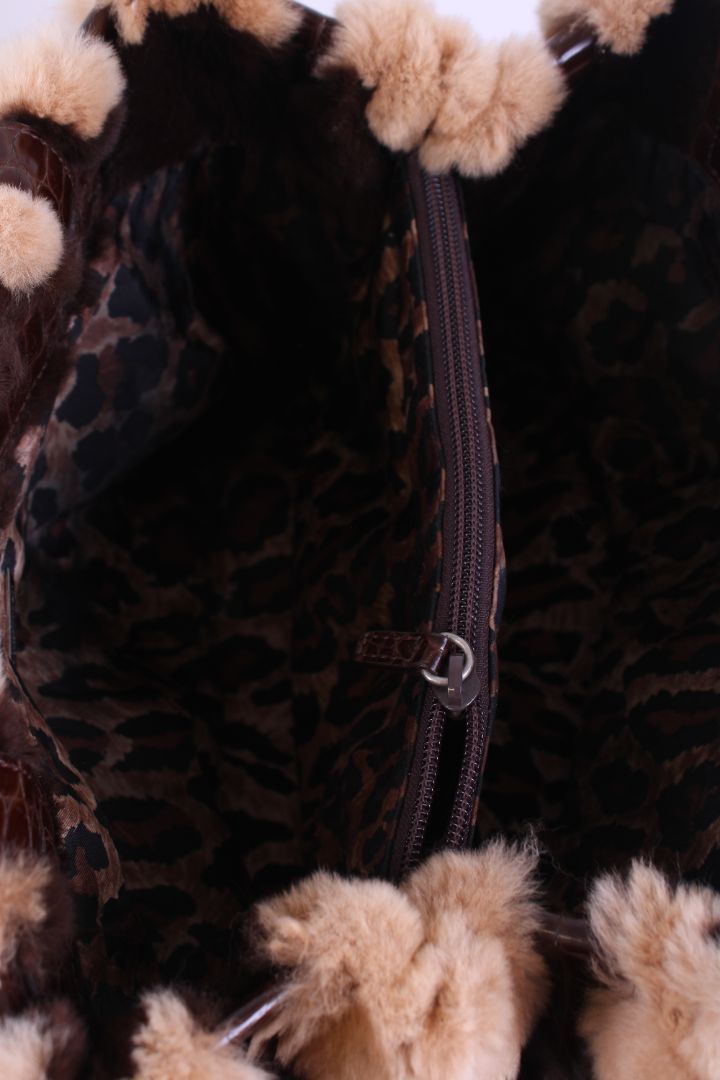 Dolce & Gabbana Patchwork Rabbit & Croc Brown