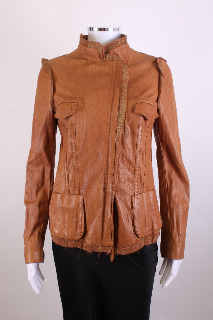 Just Cavalli Leather Jacket Tan S