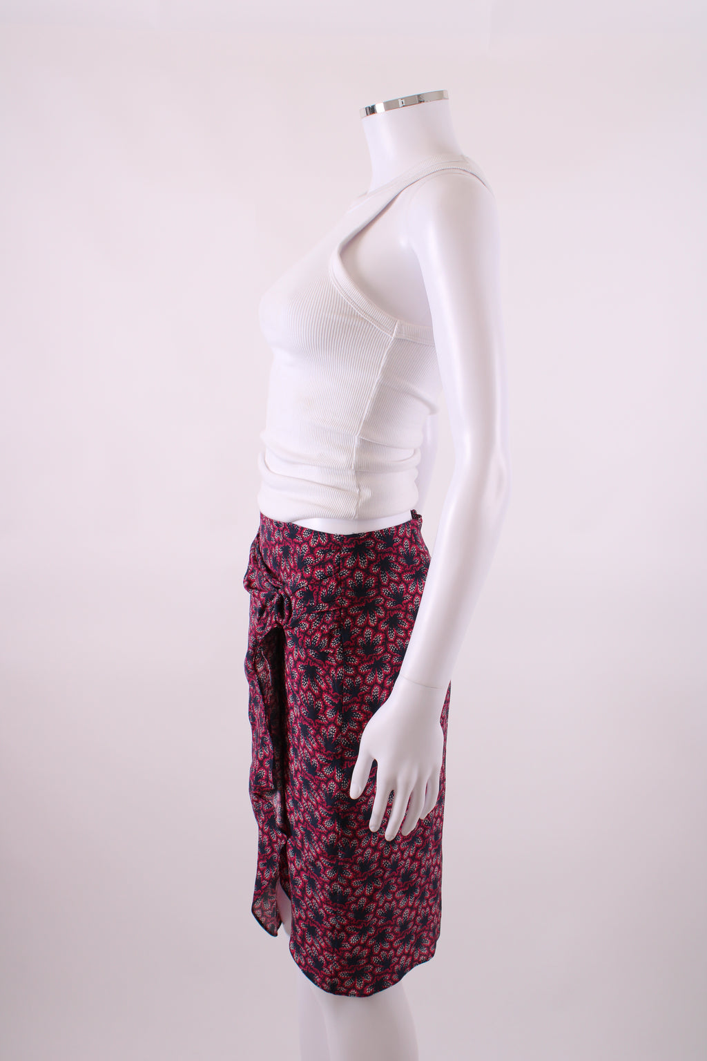 Isabel Marant Leaf Print Skirt Navy/ Raspberry 10