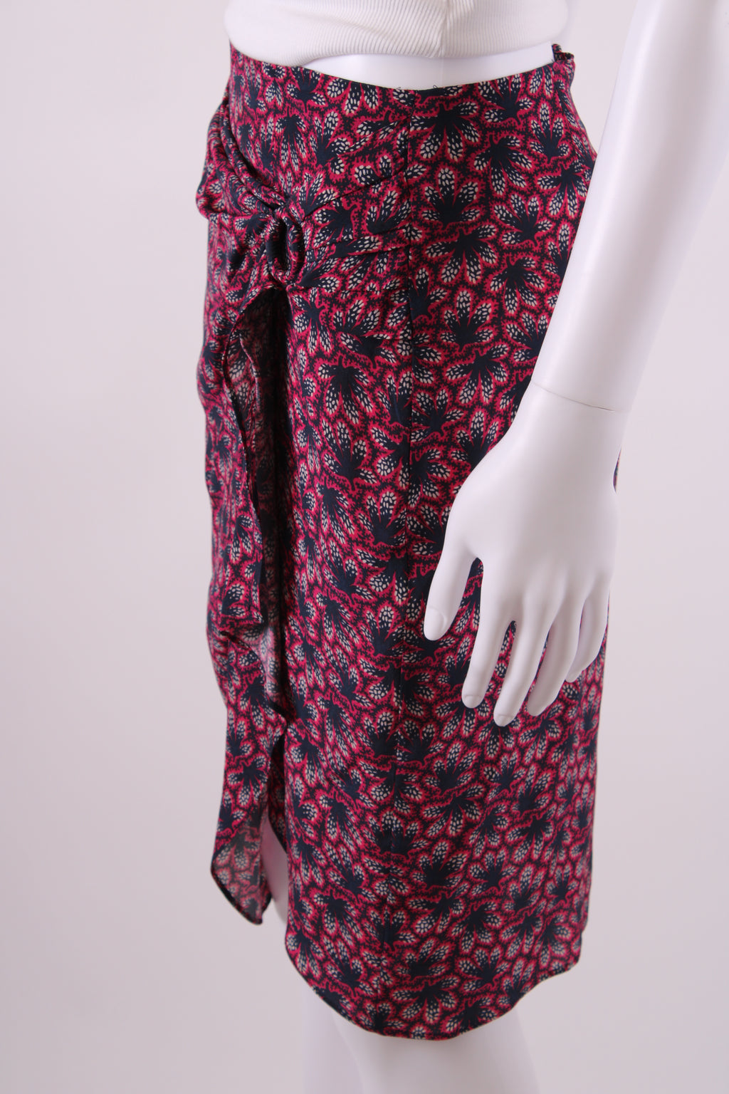 Isabel Marant Leaf Print Skirt Navy/ Raspberry 10