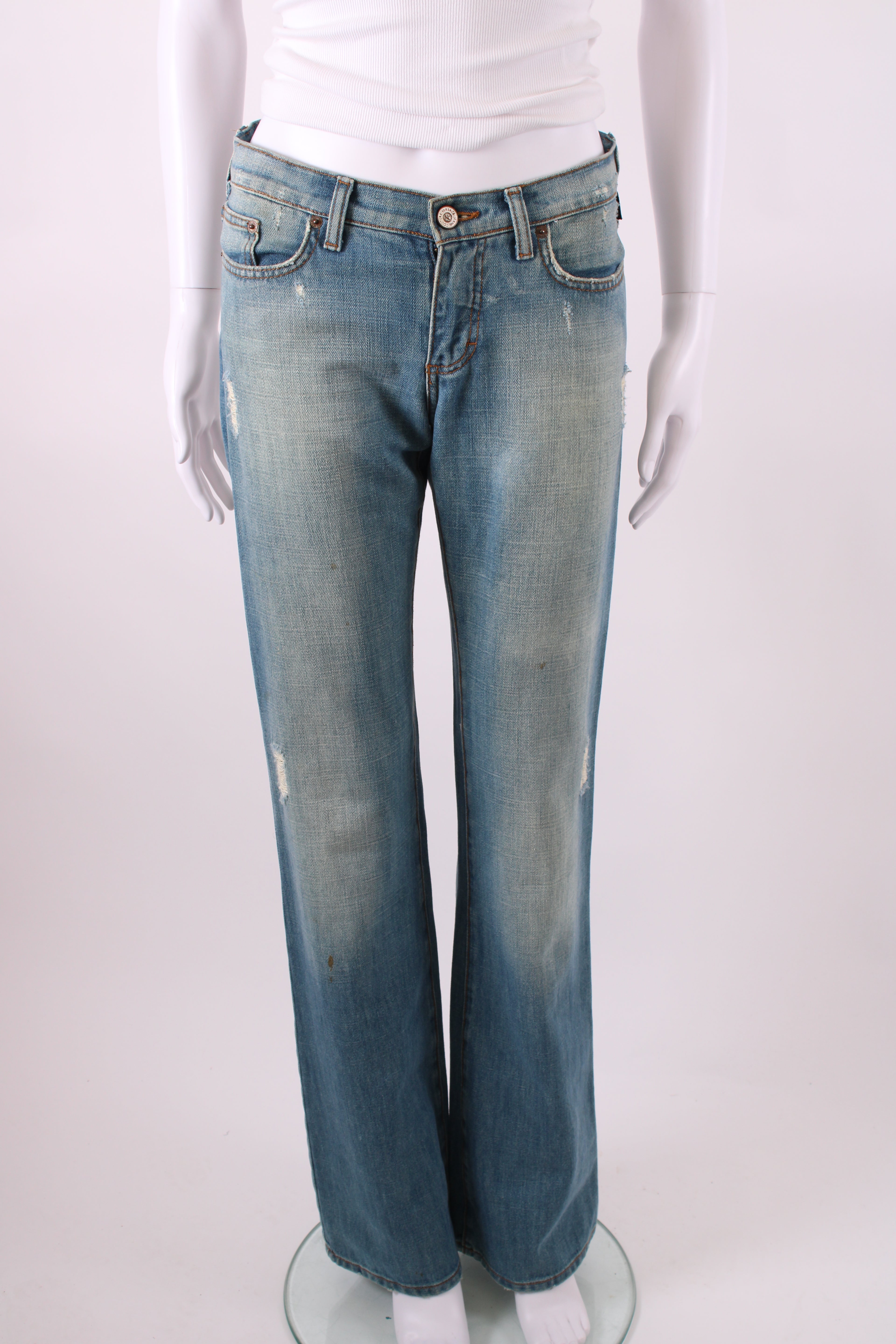Versace Jeans Couture Vintage Rhinestone Logo Jeans Denim 26W