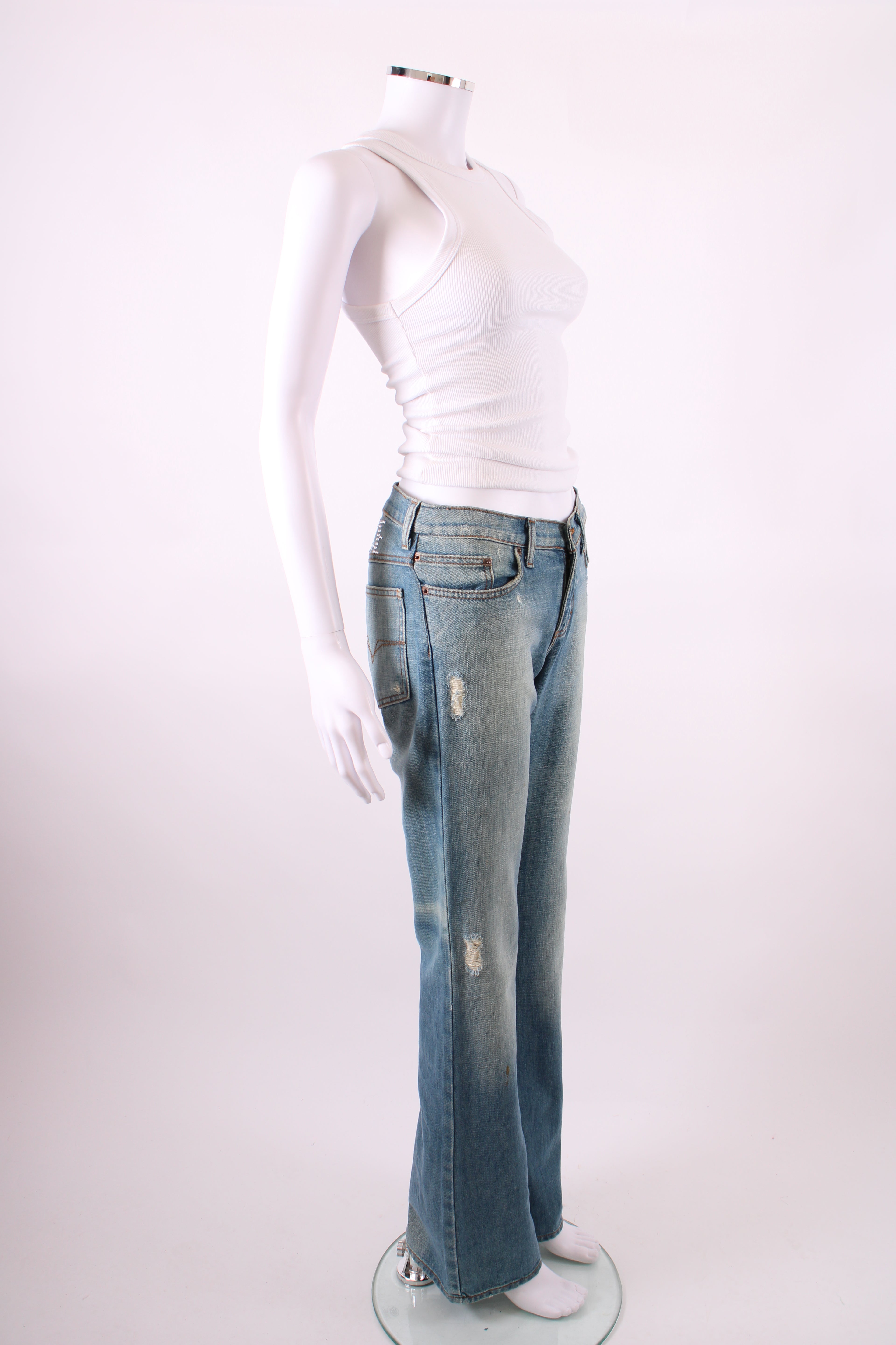 Versace Jeans Couture Vintage Rhinestone Logo Jeans Denim 26W
