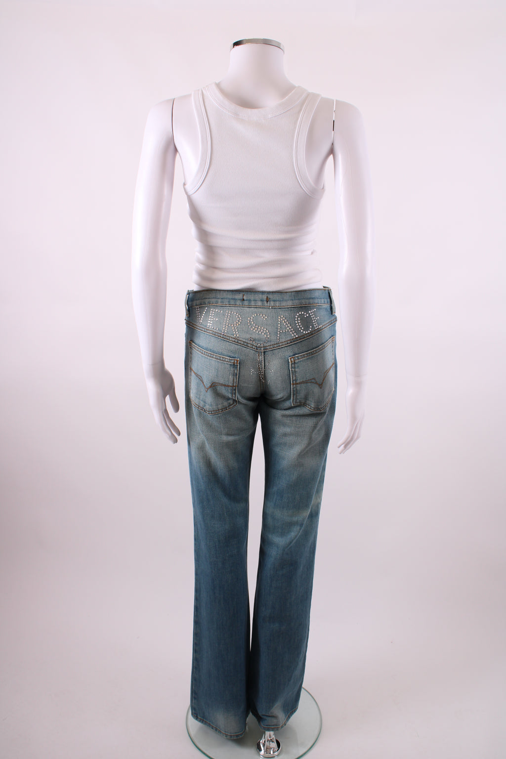 Versace Jeans Couture Vintage Rhinestone Logo Jeans Denim 26W