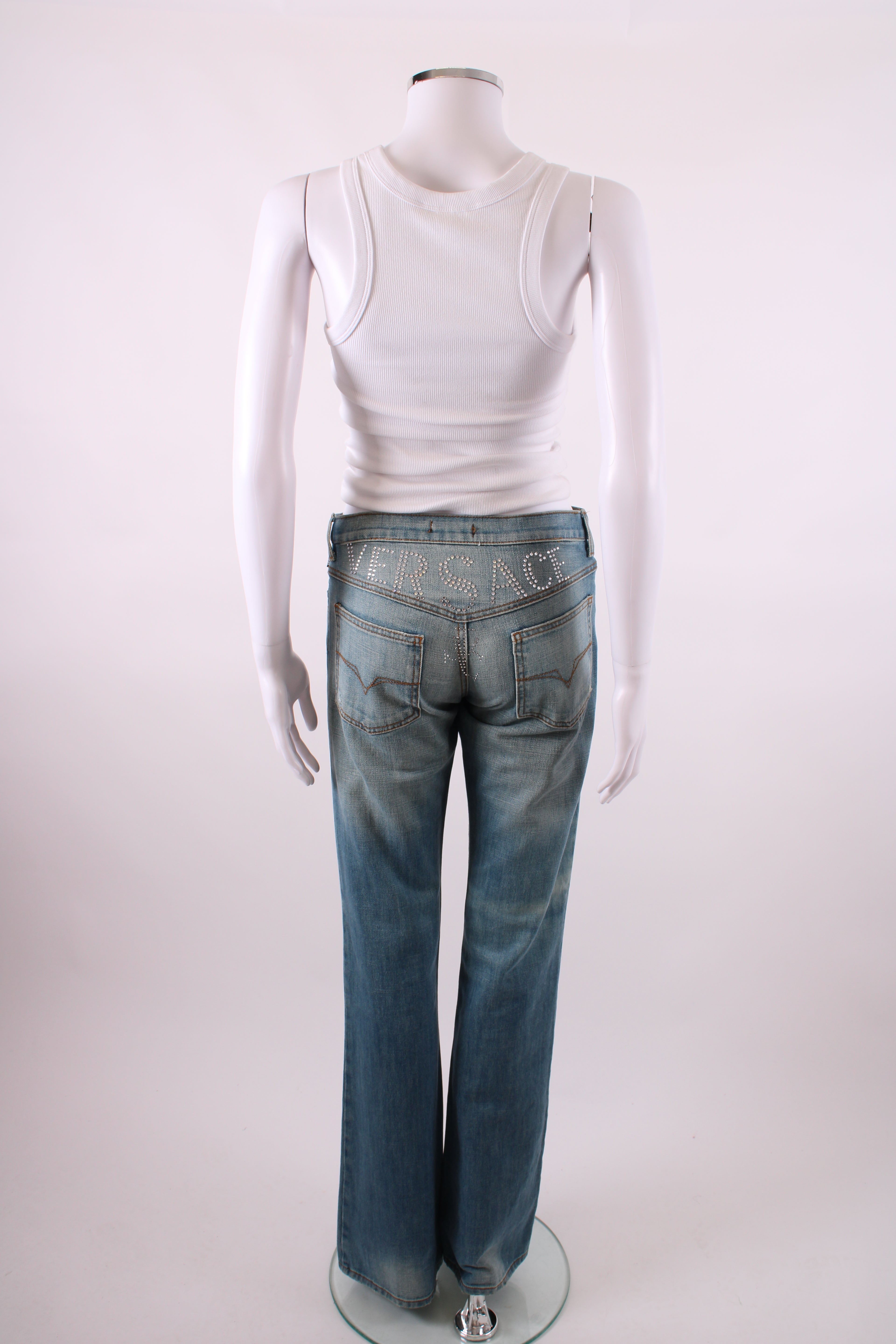 Versace Jeans Couture Vintage Rhinestone Logo Jeans Denim 26W