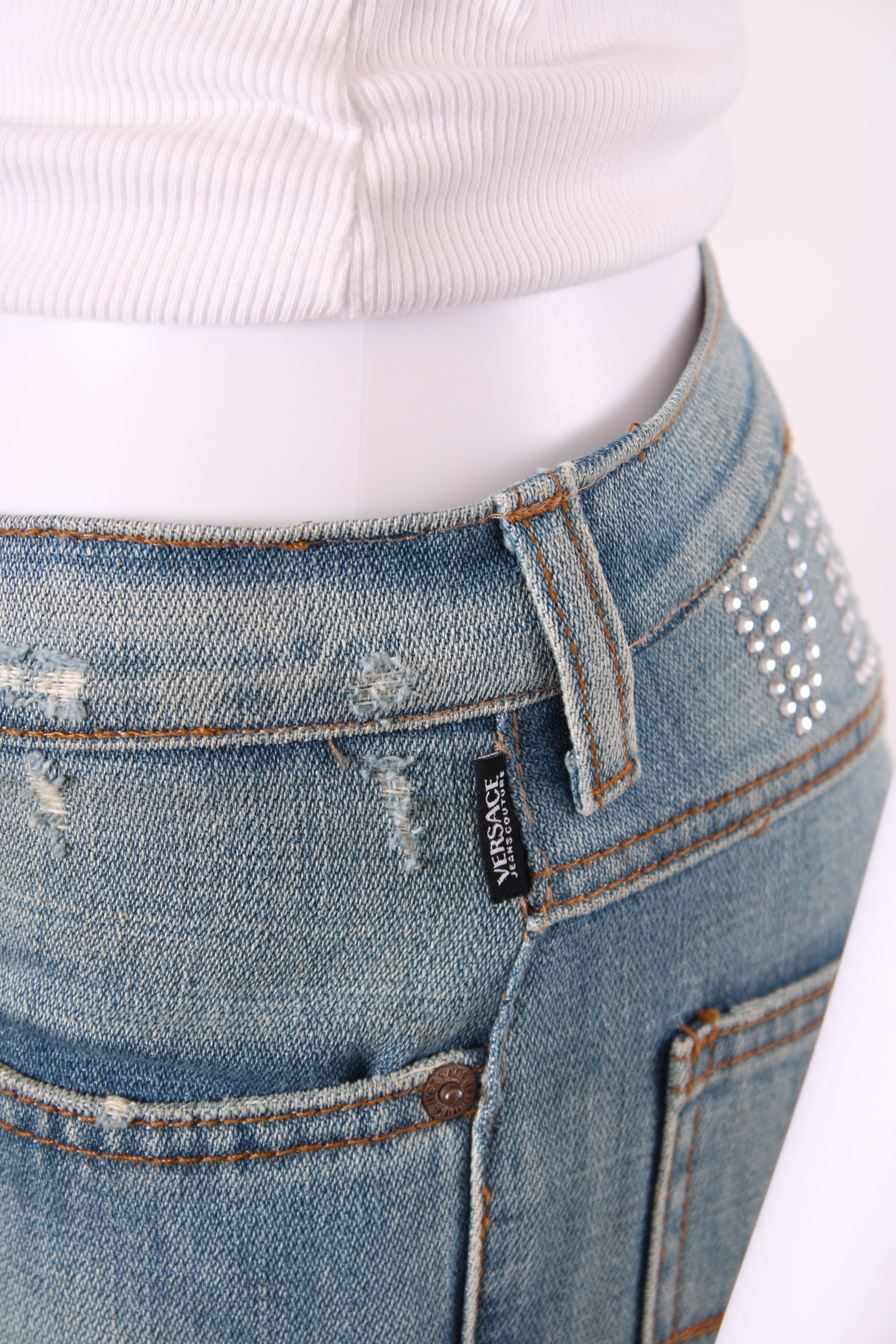 Versace Jeans Couture Vintage Rhinestone Logo Jeans Denim 26W