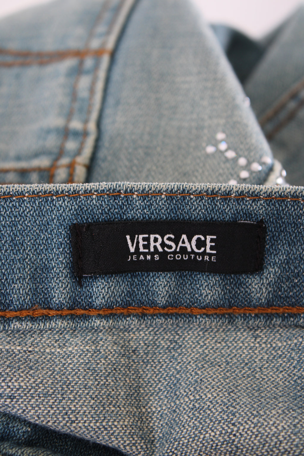 Versace Jeans Couture Vintage Rhinestone Logo Jeans Denim 26W