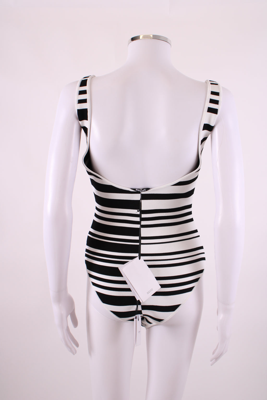 Balmain Stripe Knit Bodysuit Black/White 36