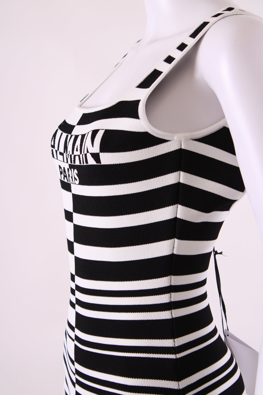 Balmain Stripe Knit Bodysuit Black/White 36
