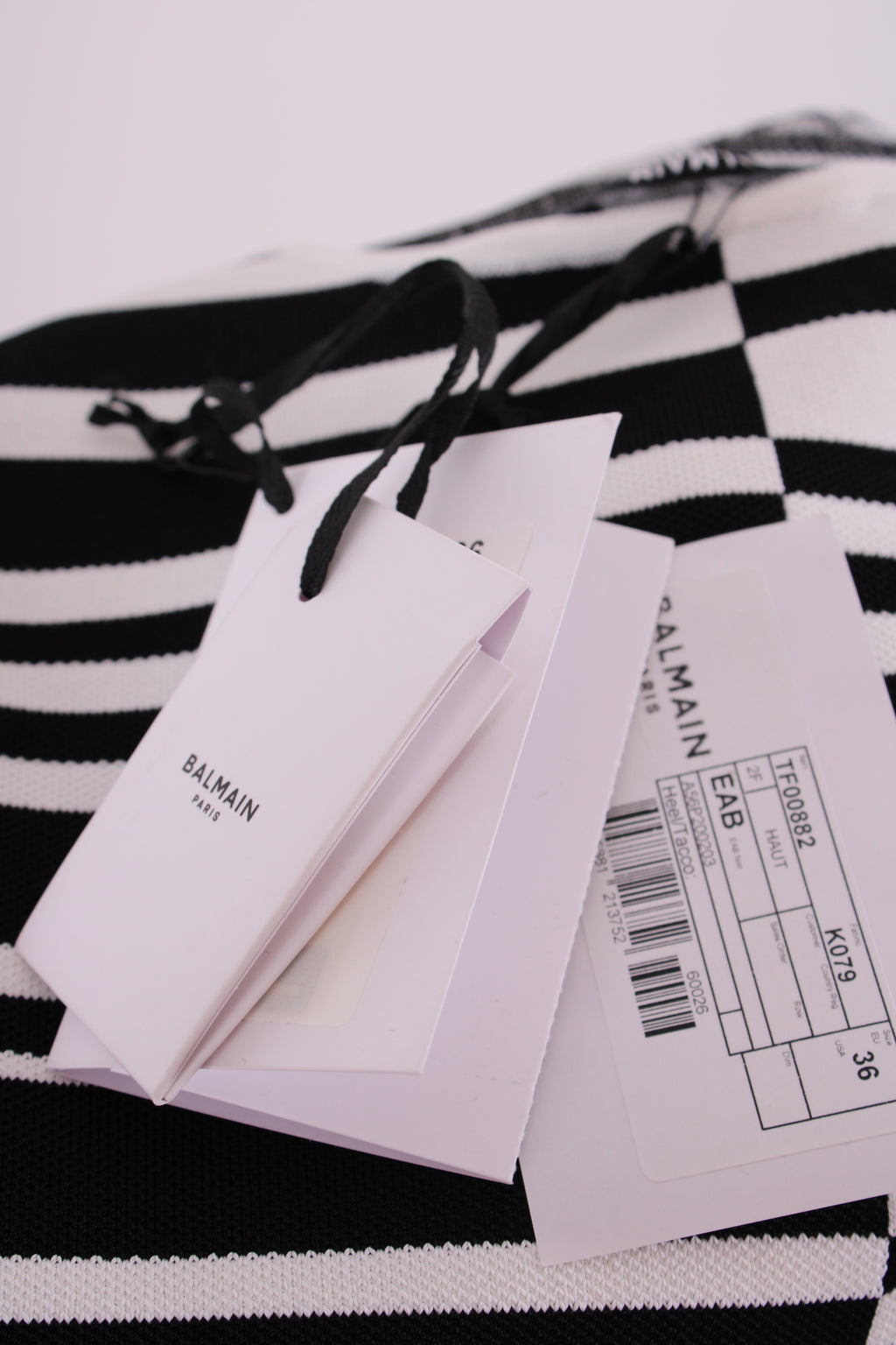 Balmain Stripe Knit Bodysuit Black/White 36