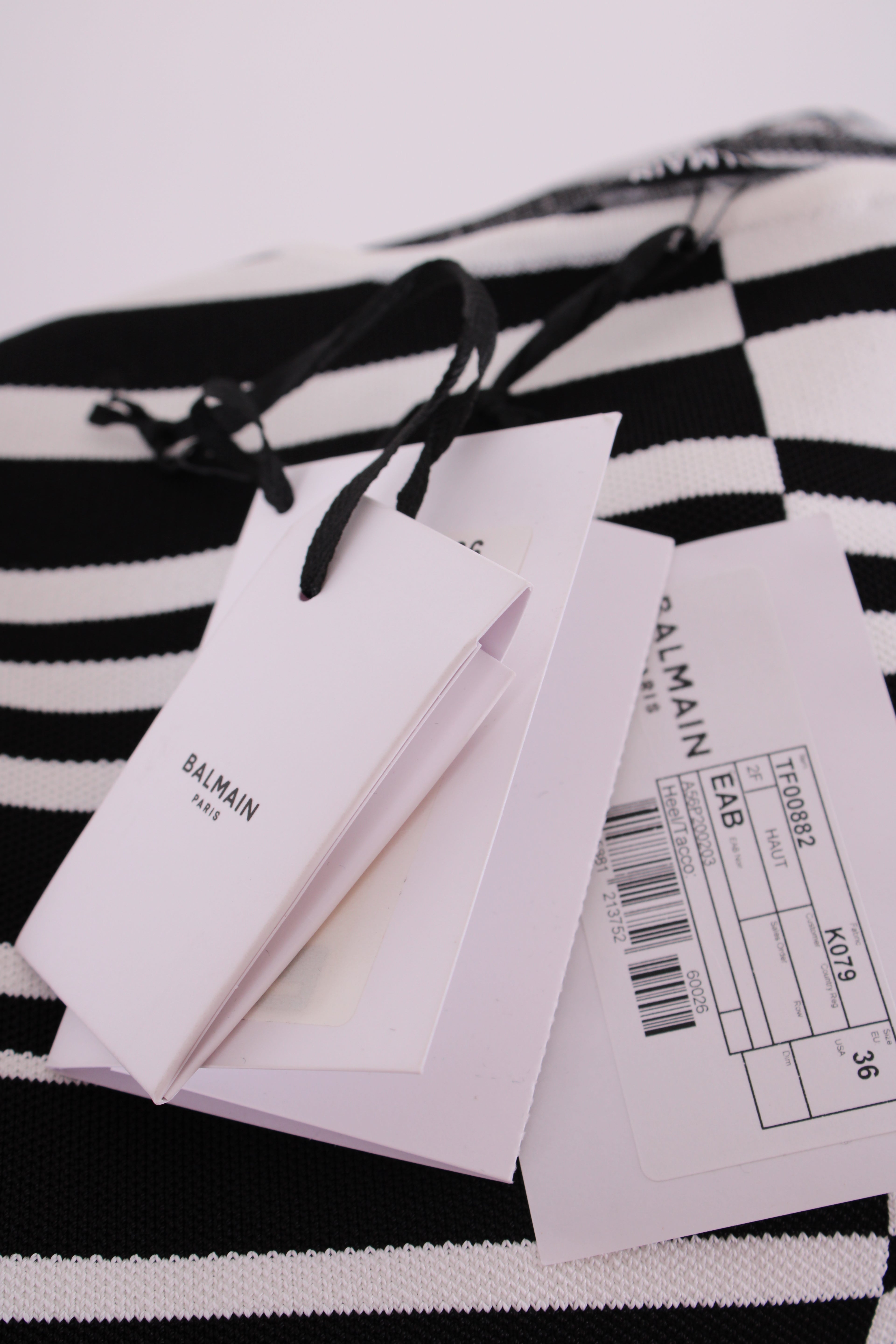Balmain Stripe Knit Bodysuit Black/White 36