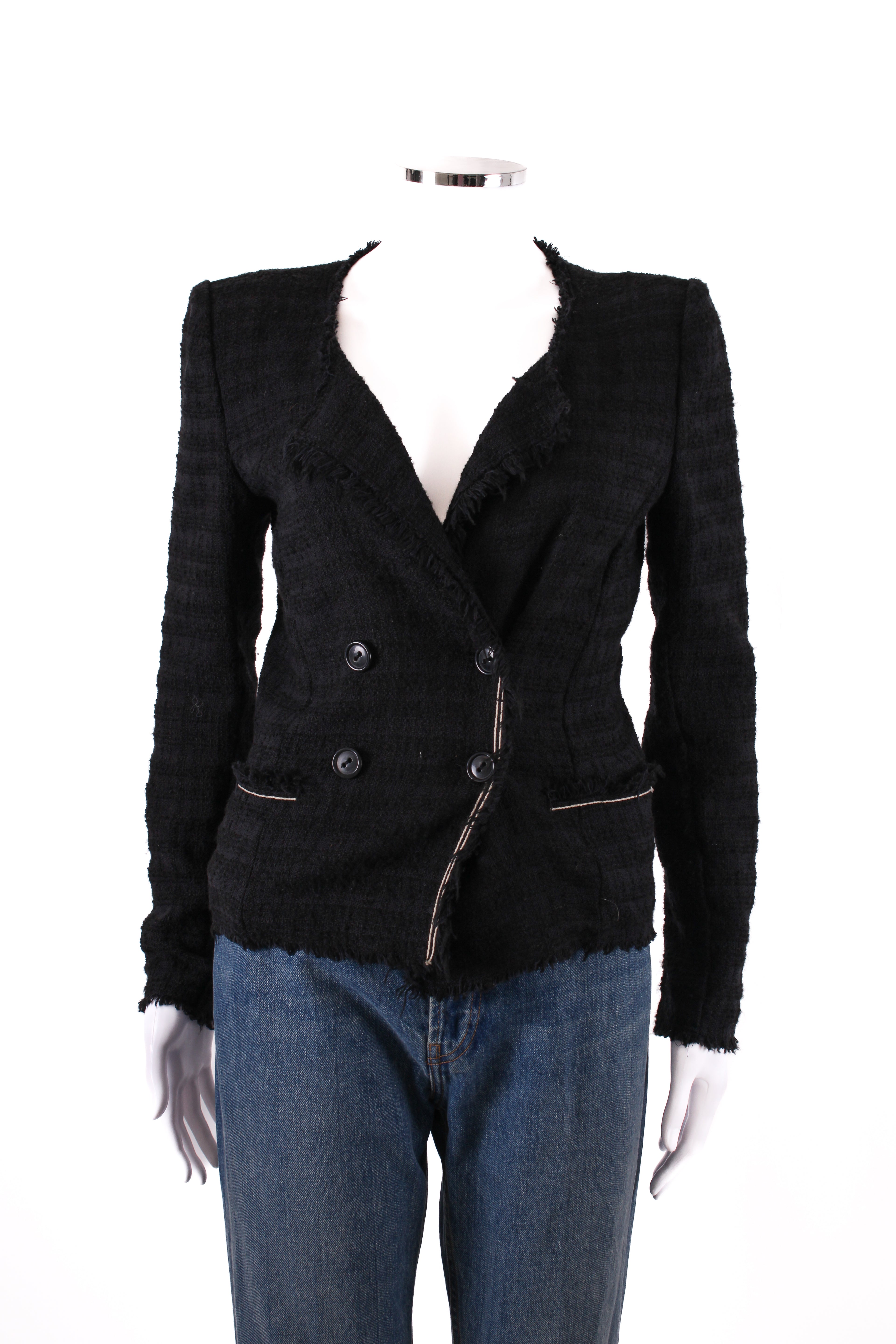 Isabel Marant Etoile Double Breasted Boucle Jacket Black 10