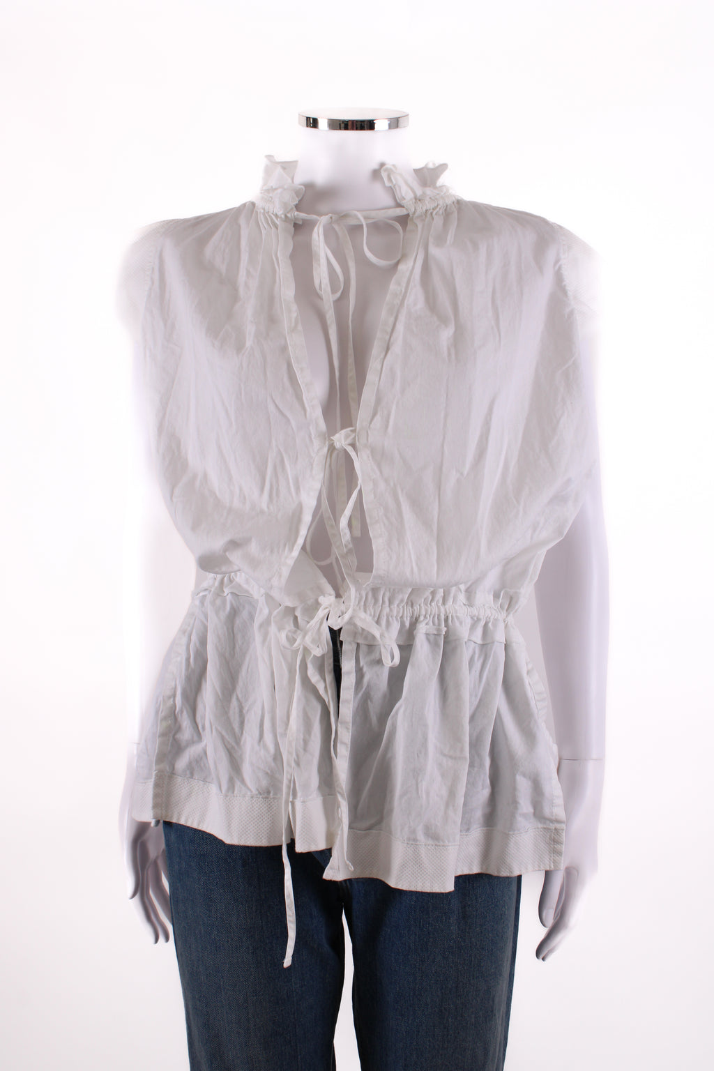 VVB Victoria Beckham S/S Tie Back Peplum Blouse White 6