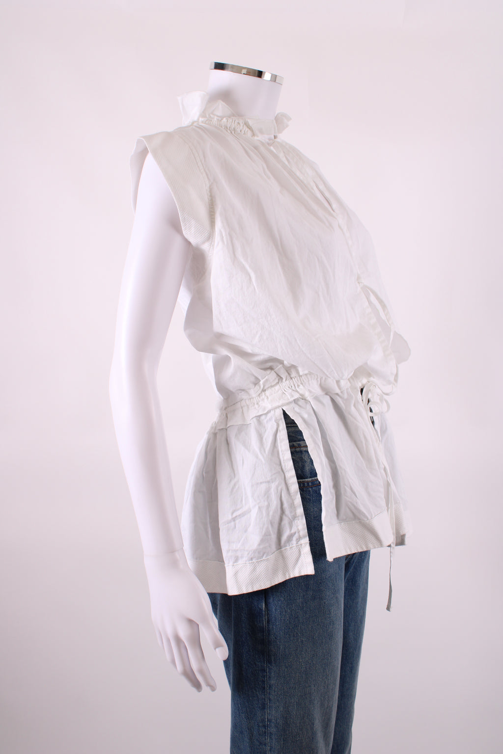 VVB Victoria Beckham S/S Tie Back Peplum Blouse White 6