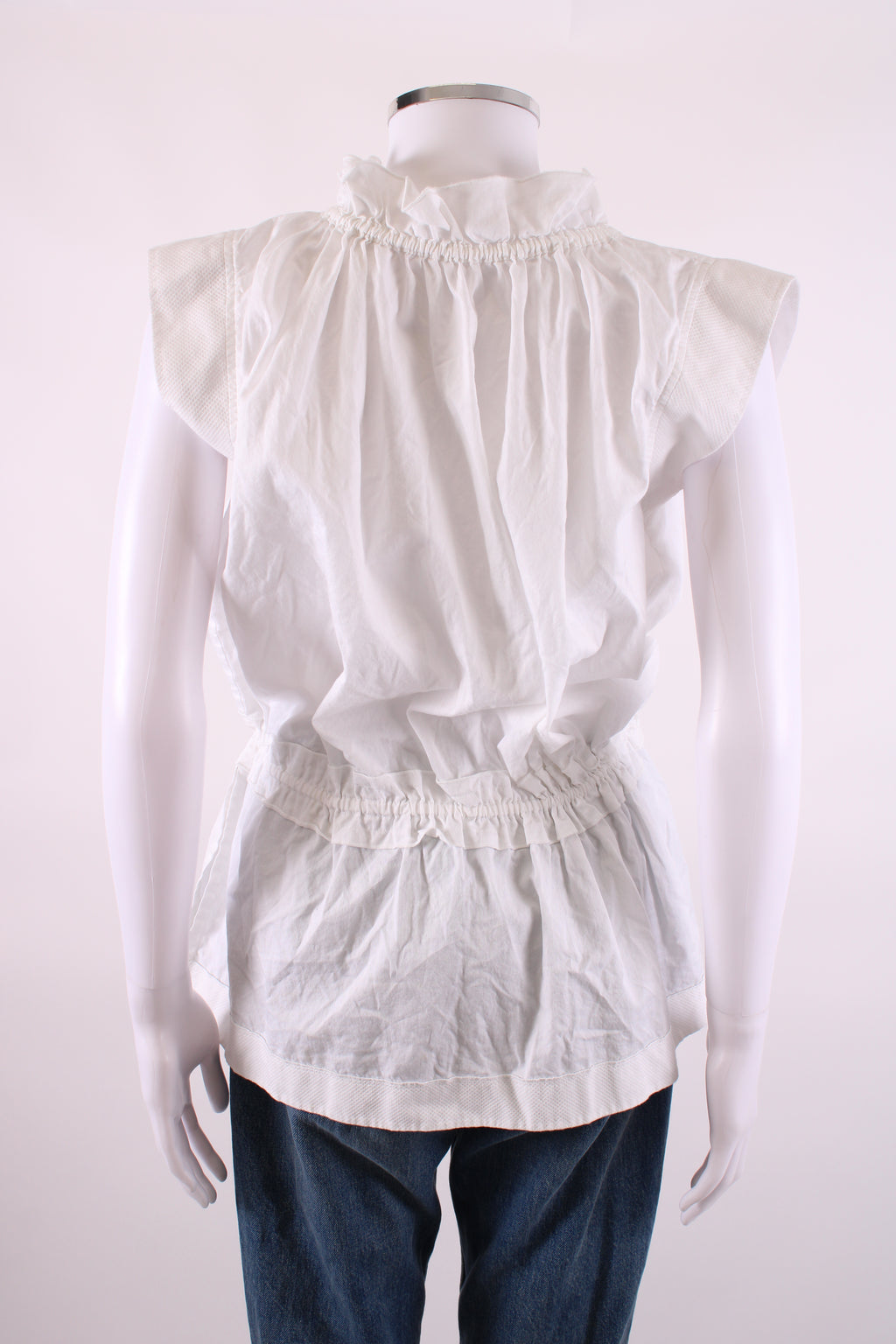 VVB Victoria Beckham S/S Tie Back Peplum Blouse White 6