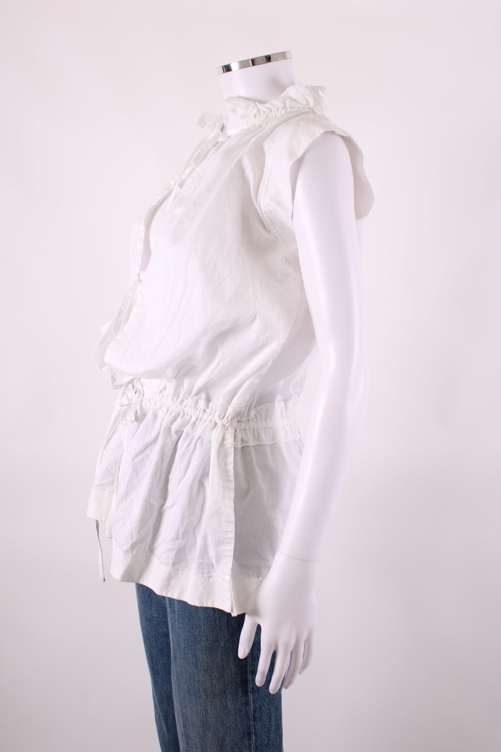 VVB Victoria Beckham S/S Tie Back Peplum Blouse White 6