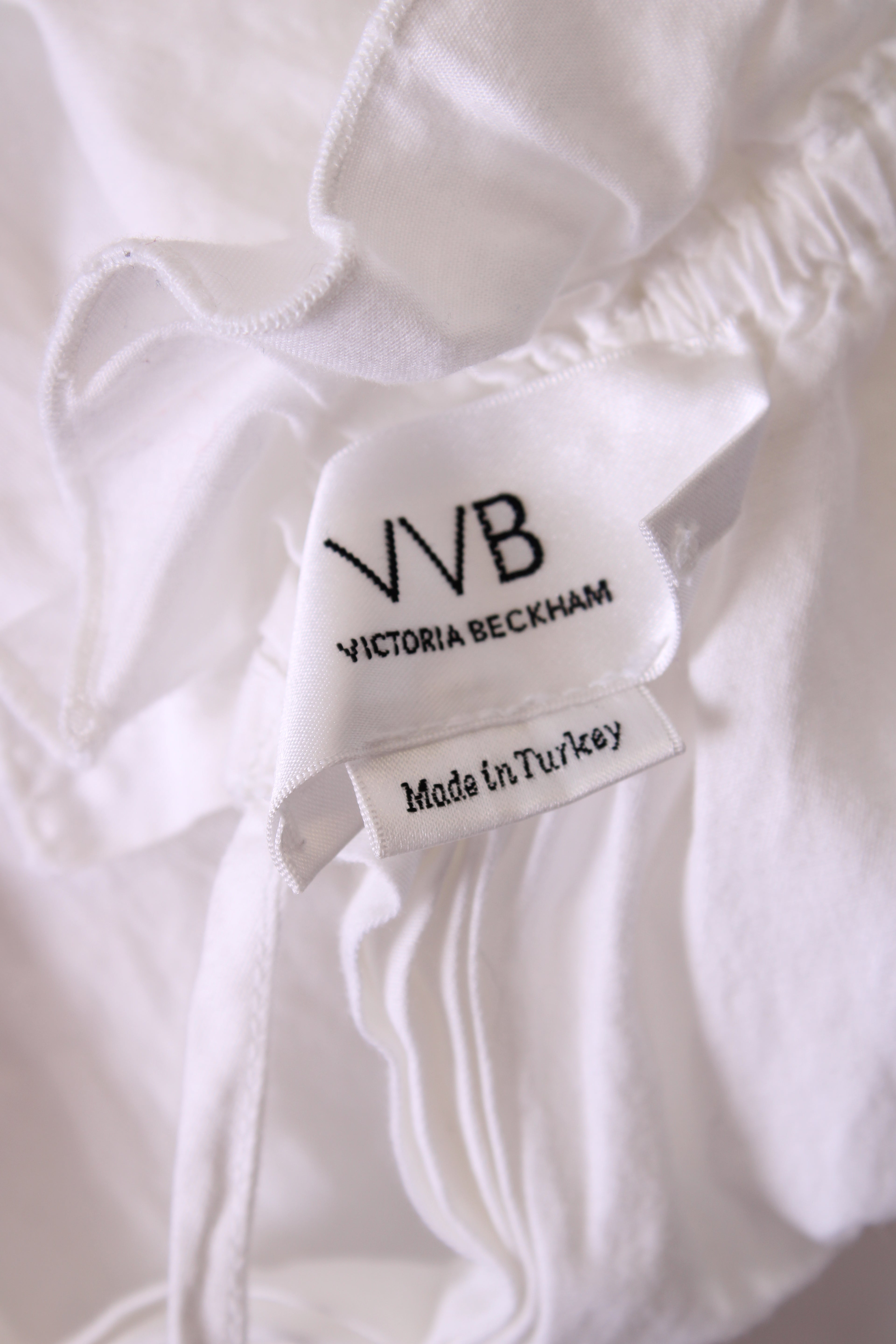 VVB Victoria Beckham S/S Tie Back Peplum Blouse White 6