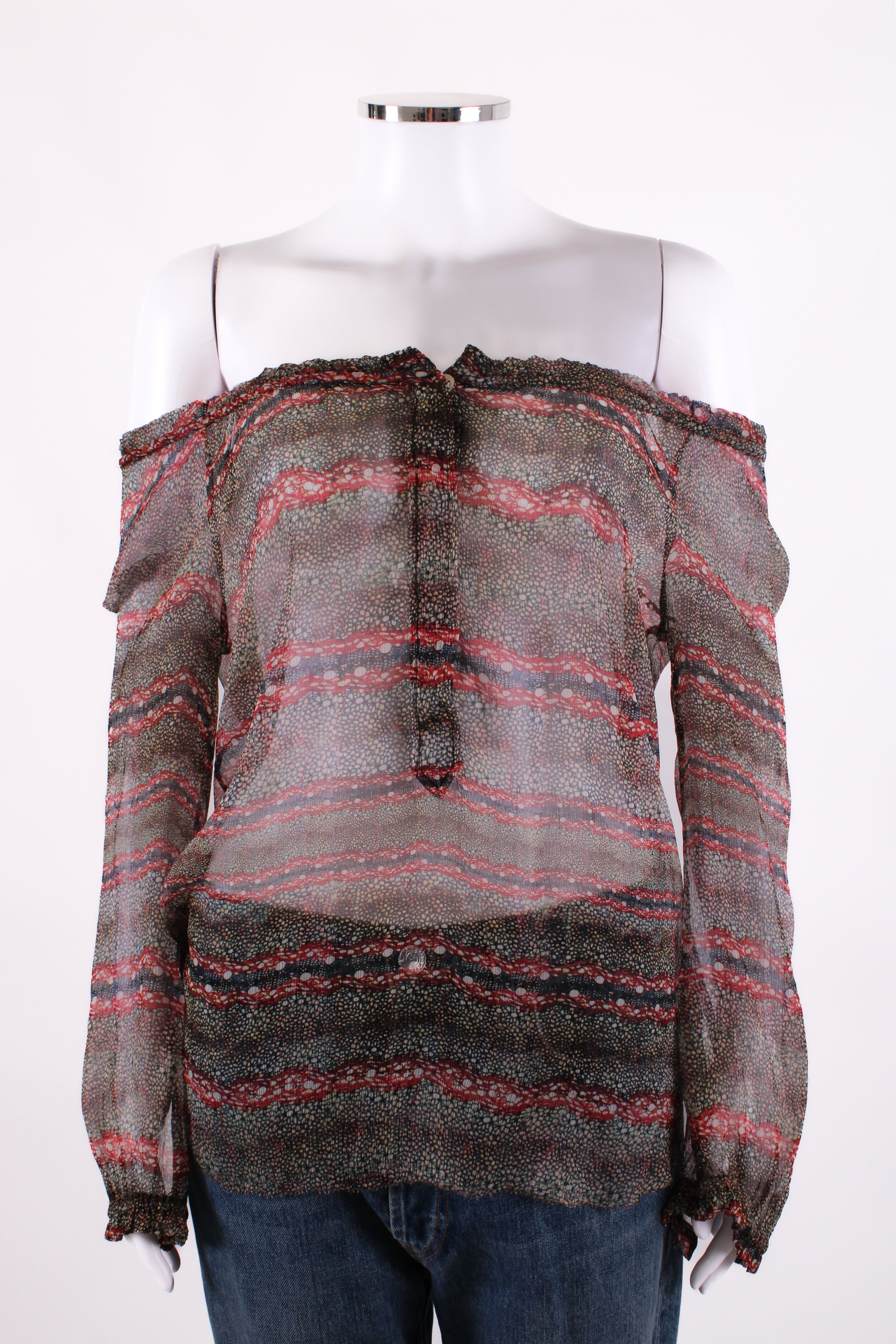 Isabel Marant Etoile L/S Print Blouse Beige/ Red 8