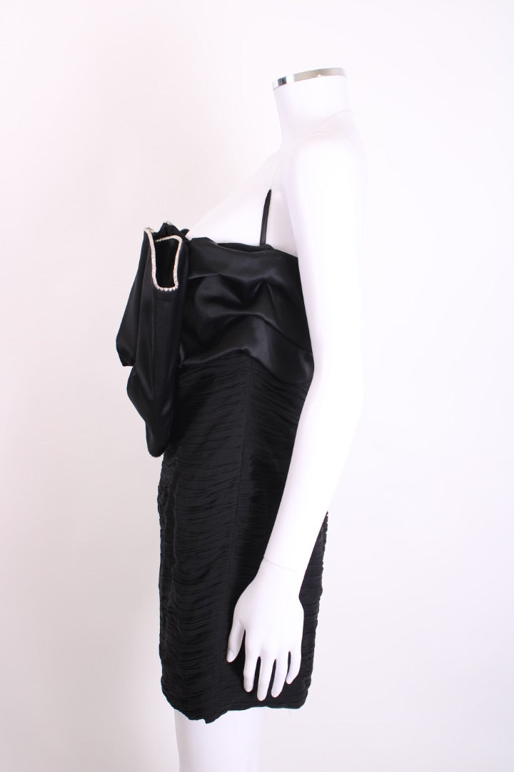 Magda Butrym Rhinestone Bow Ruched Dress Black