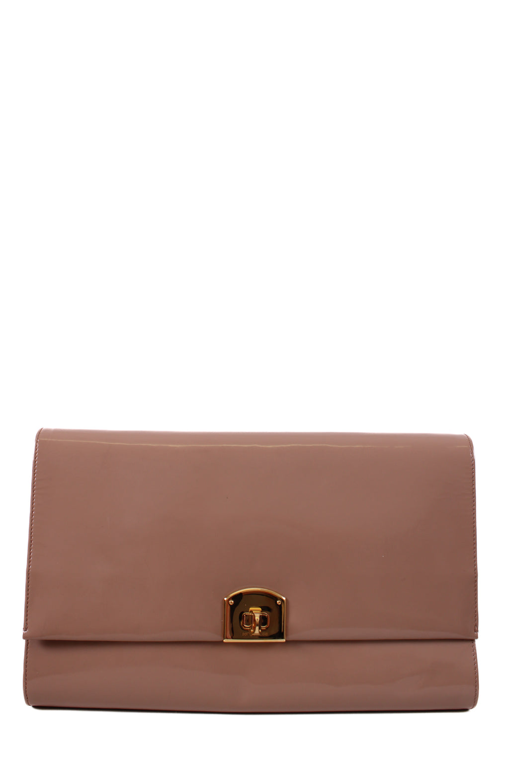 Sergio Rossi Patent Clutch Nude