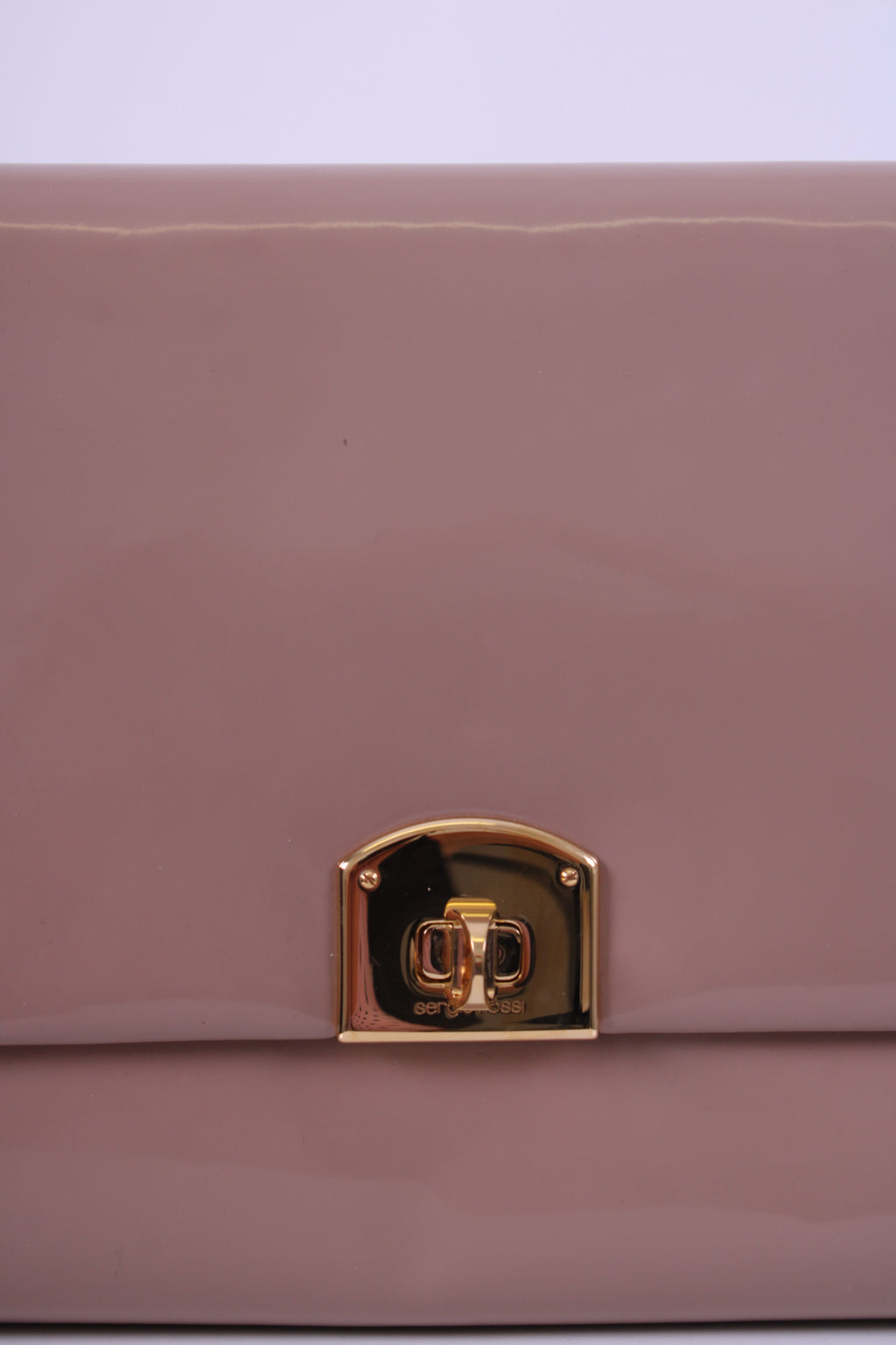 Sergio Rossi Patent Clutch Nude