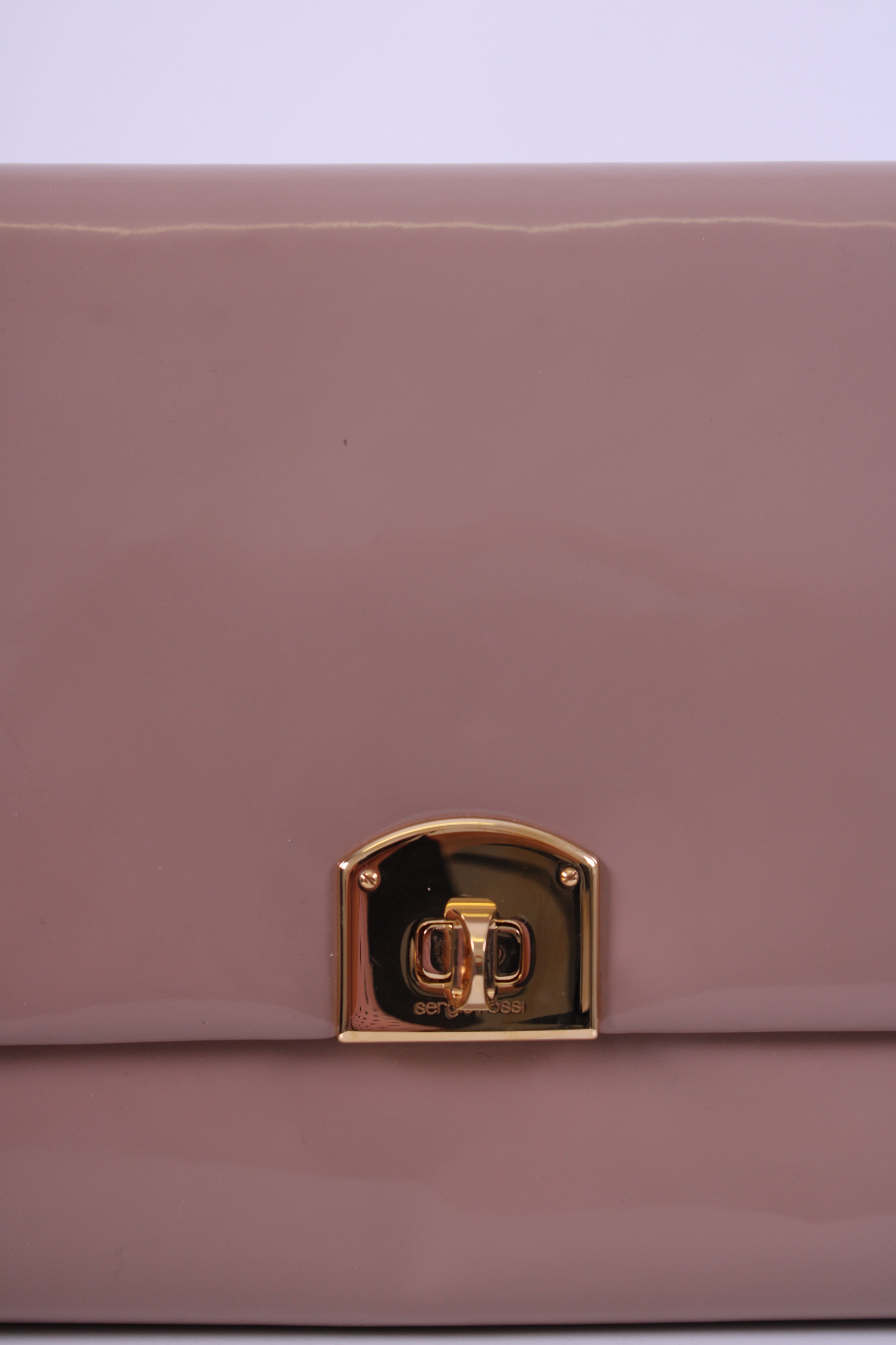 Sergio Rossi Patent Clutch Nude