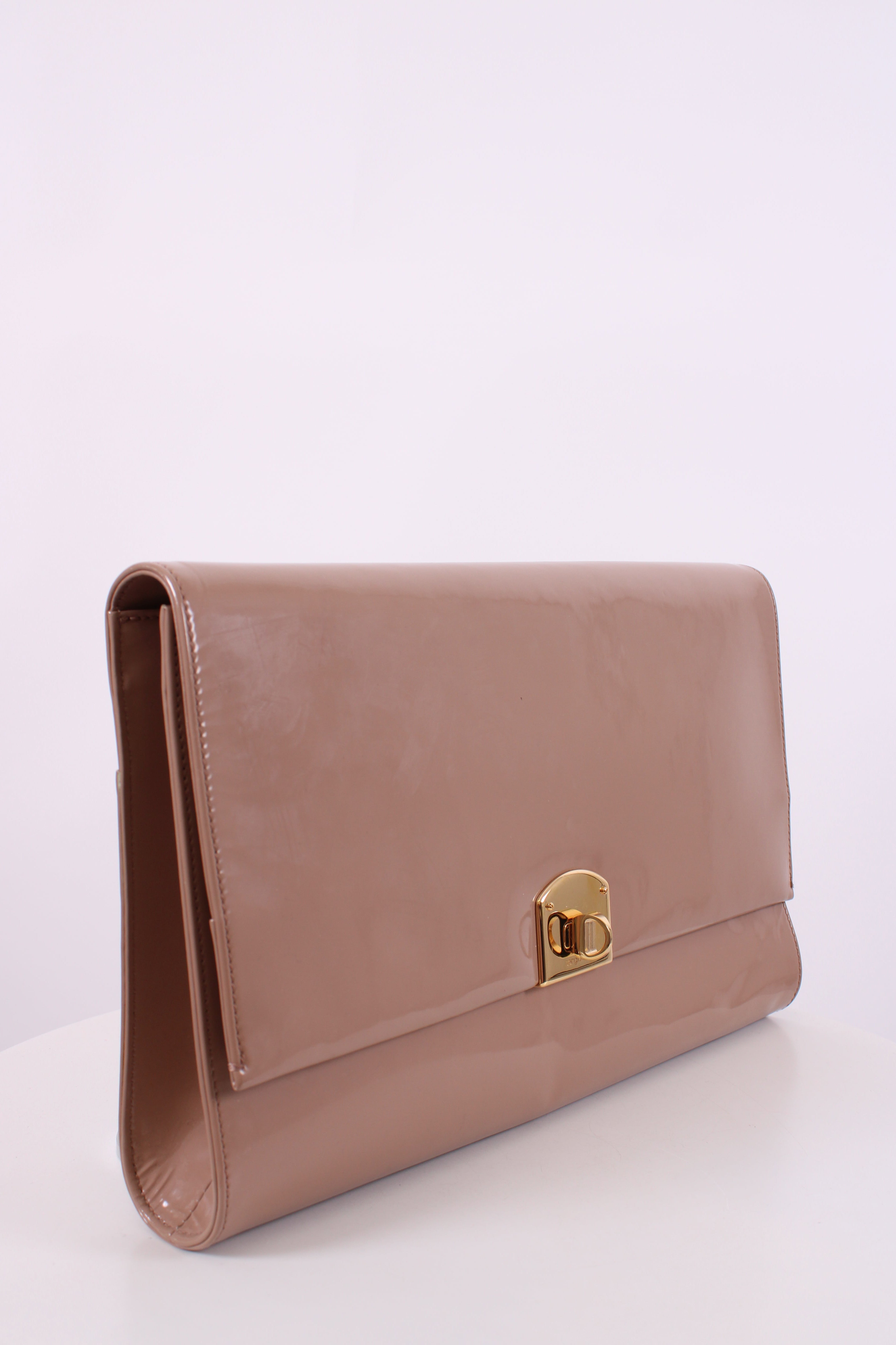 Sergio Rossi Patent Clutch Nude