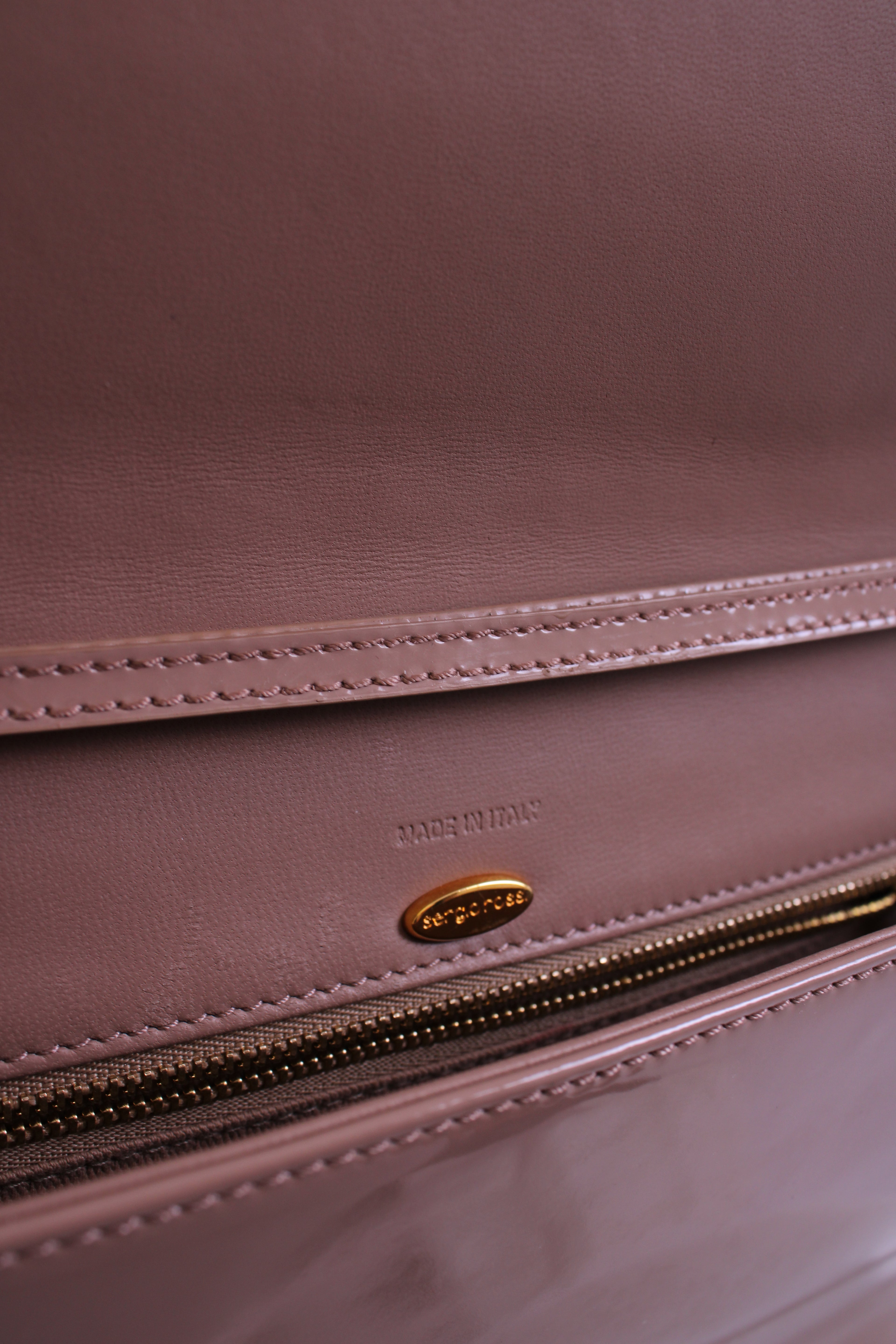 Sergio Rossi Patent Clutch Nude