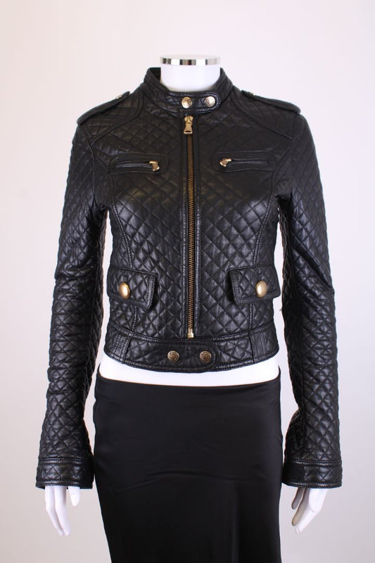 D&G Quilted Leather Jacket Black S