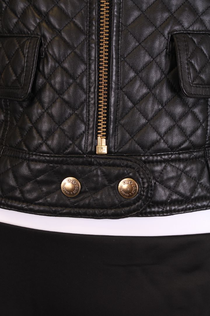 D&G Quilted Leather Jacket Black S