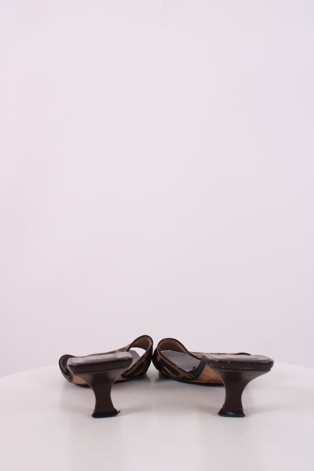 Fendi Zucca Print Logo Mule Heels Brown 36.5