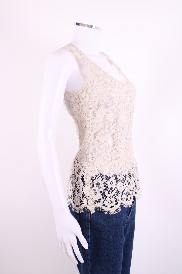 Dolce & Gabbana S/S Lace Top Cream 10