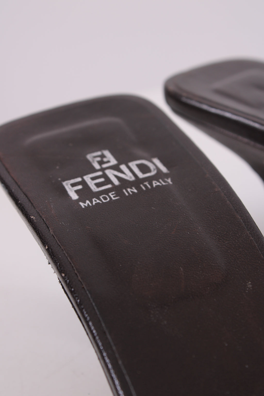 Fendi Zucca Print Logo Mule Heels Brown 36.5
