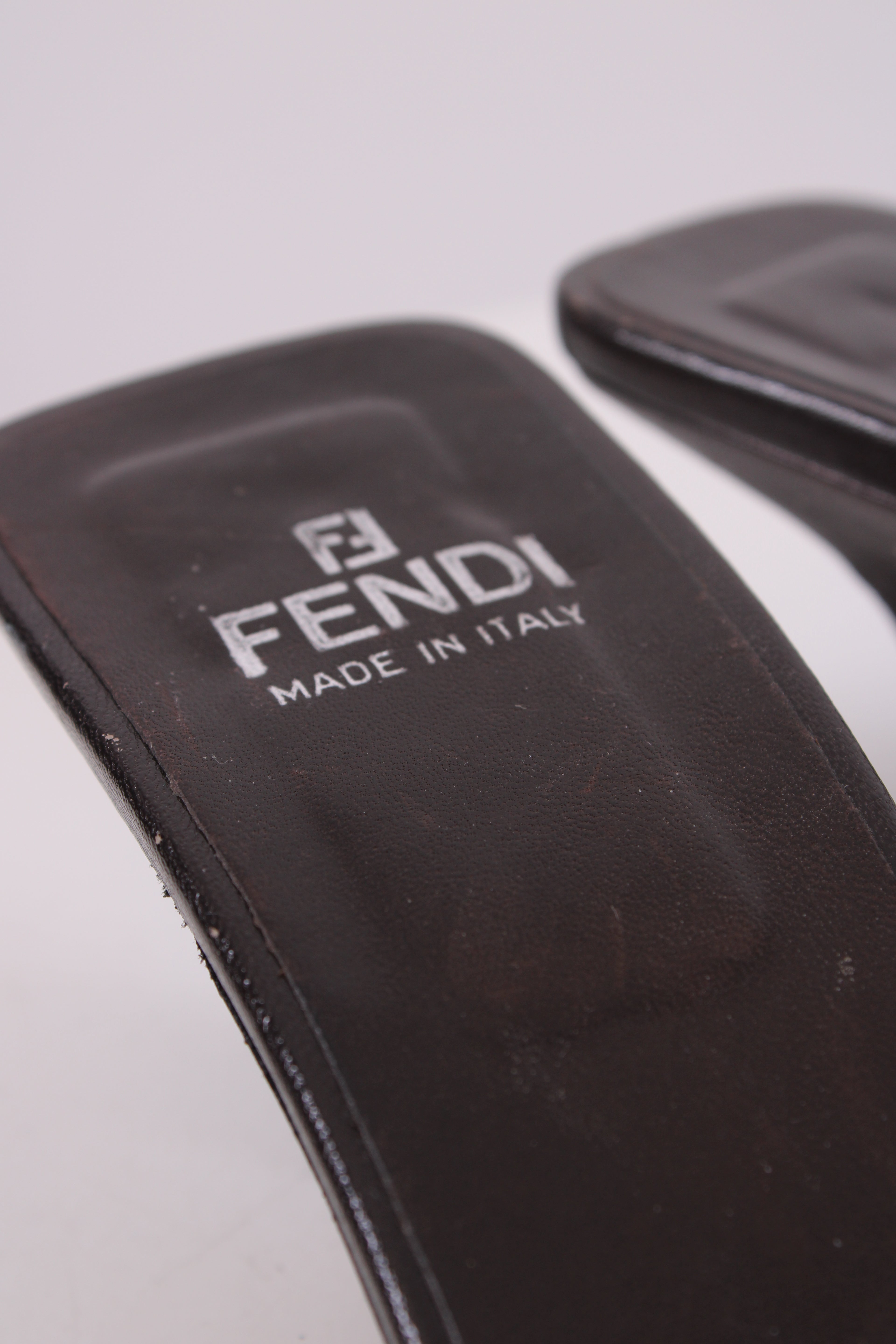 Fendi Zucca Print Logo Mule Heels Brown 36.5