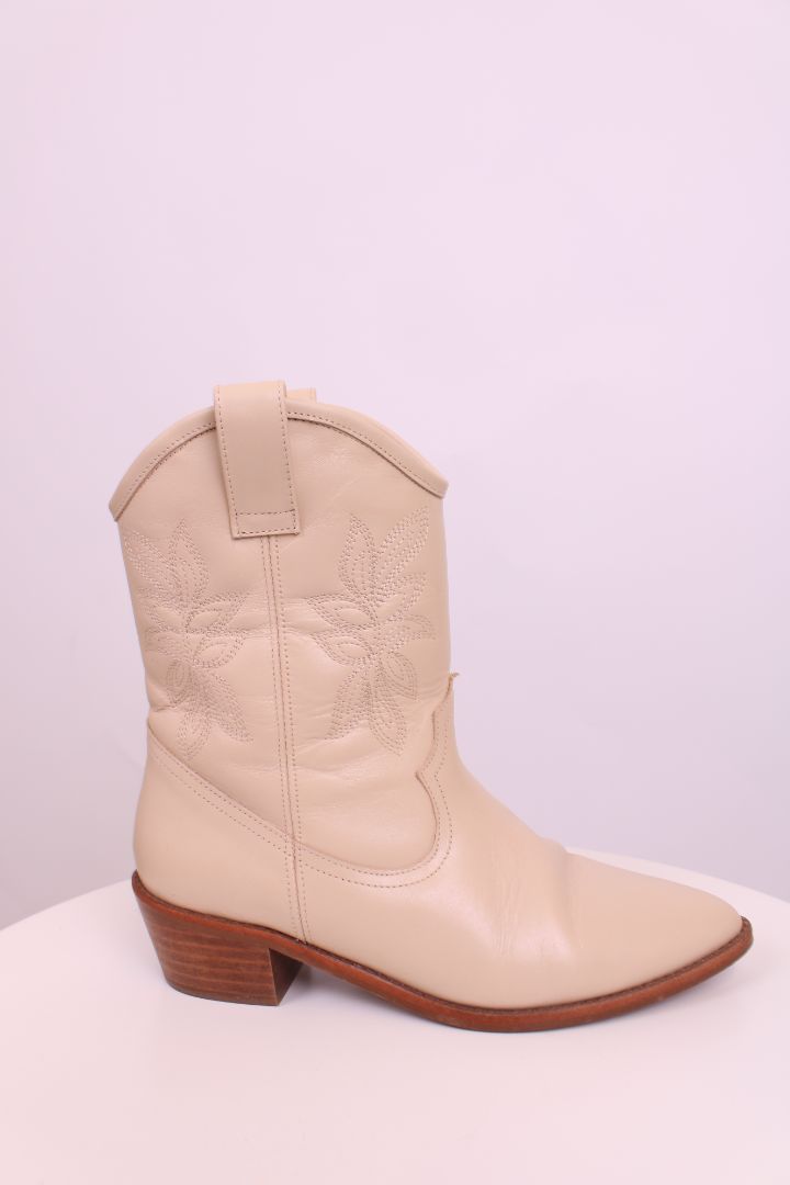 Sezane Ankle Cowboy Boots Cream 37