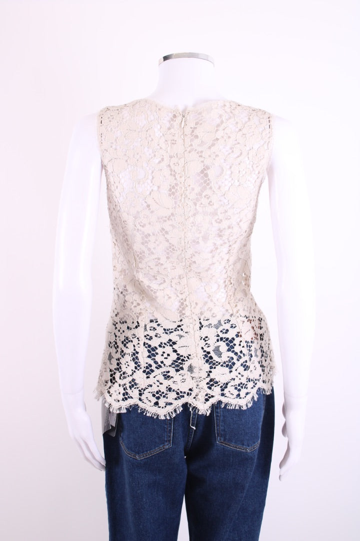 Dolce & Gabbana S/S Lace Top Cream 10