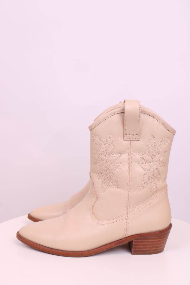 Sezane Ankle Cowboy Boots Cream 37