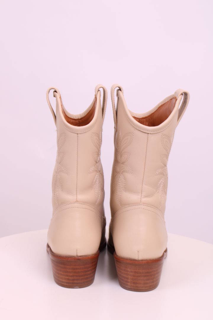Sezane Ankle Cowboy Boots Cream 37