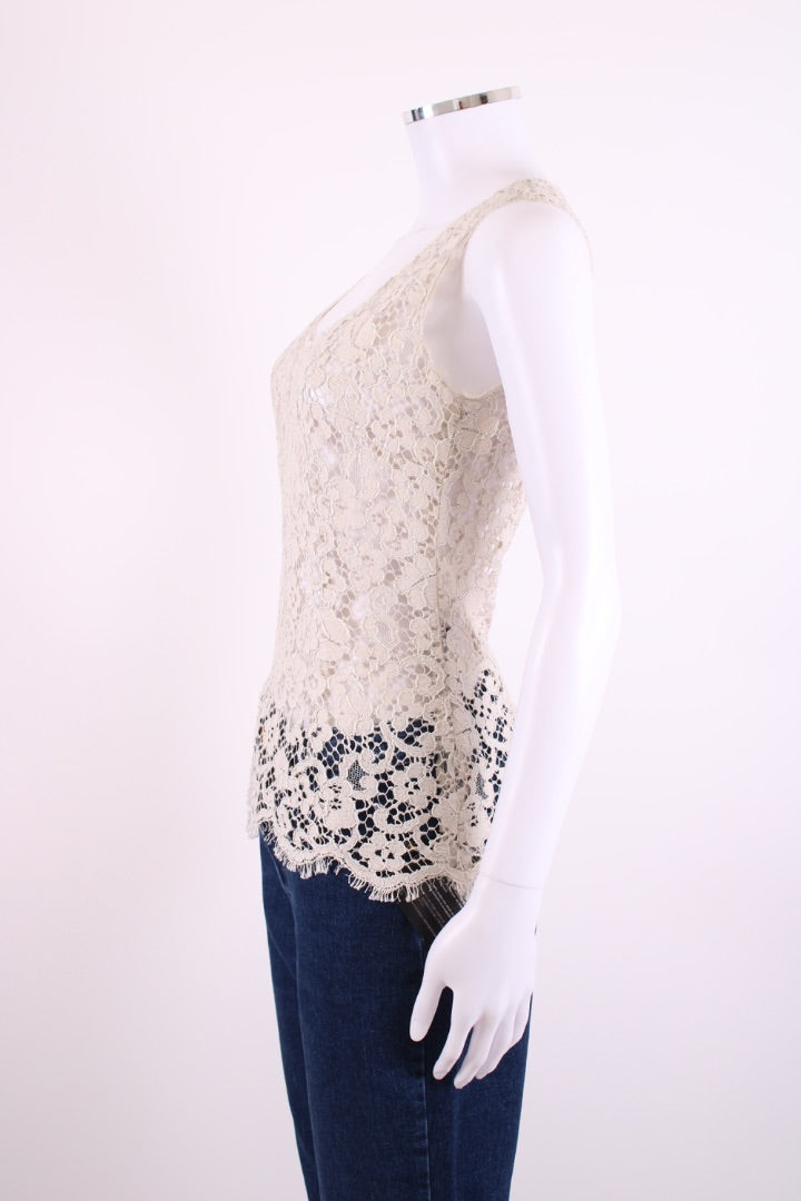 Dolce & Gabbana S/S Lace Top Cream 10