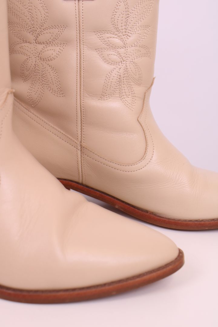 Sezane Ankle Cowboy Boots Cream 37