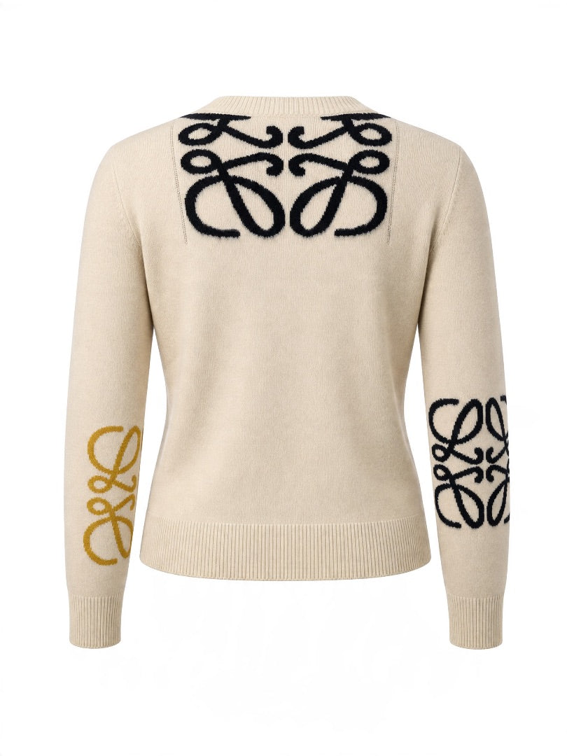 Loewe Jumper Cream/black pattern M