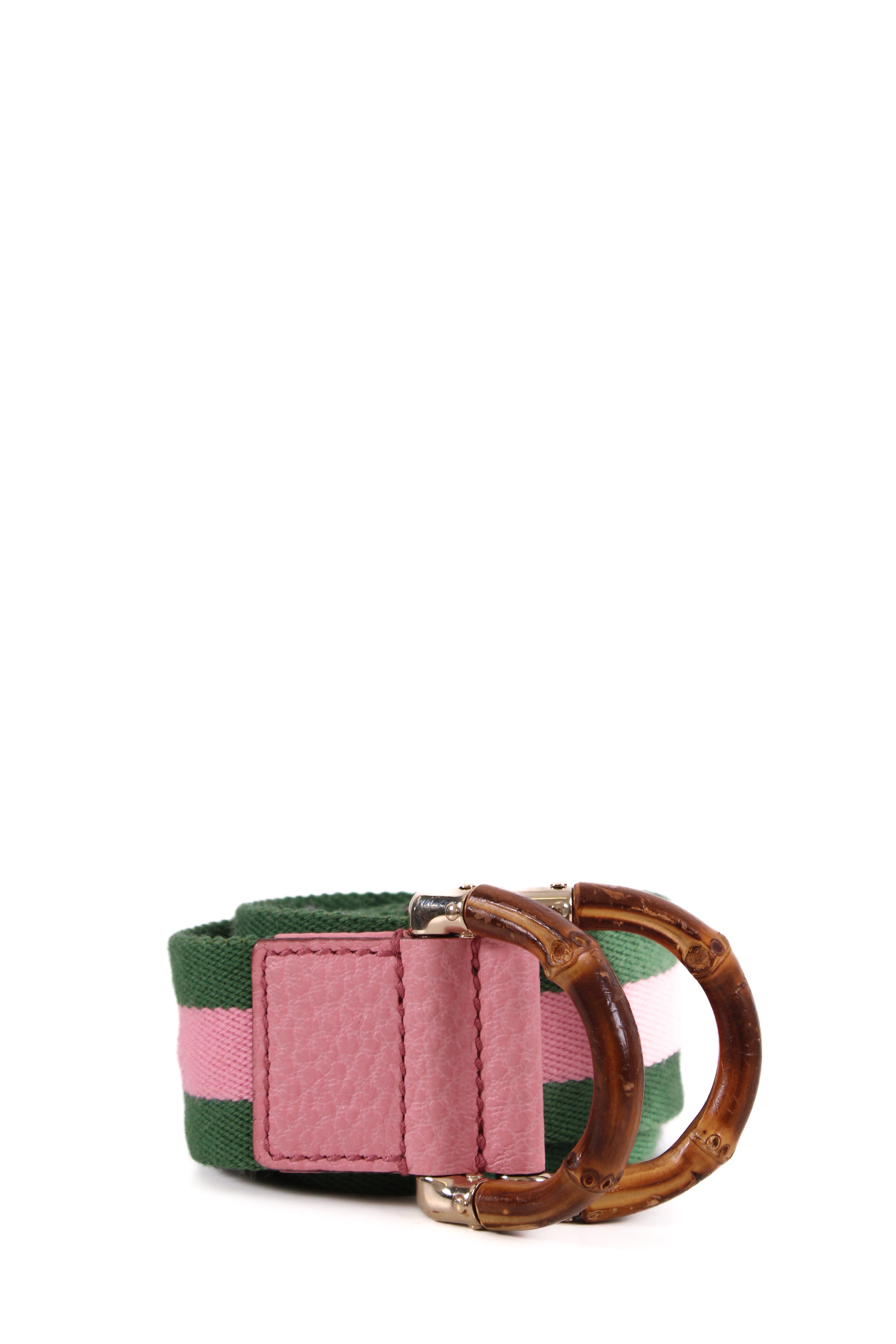 Gucci Stripe Bamboo Buckle Belt Green/ Pink 80.32