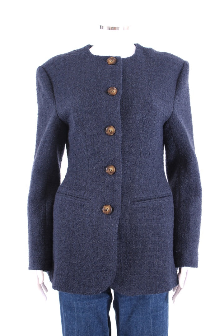 Malina Carol Fitted Boucle Jacket Navy S