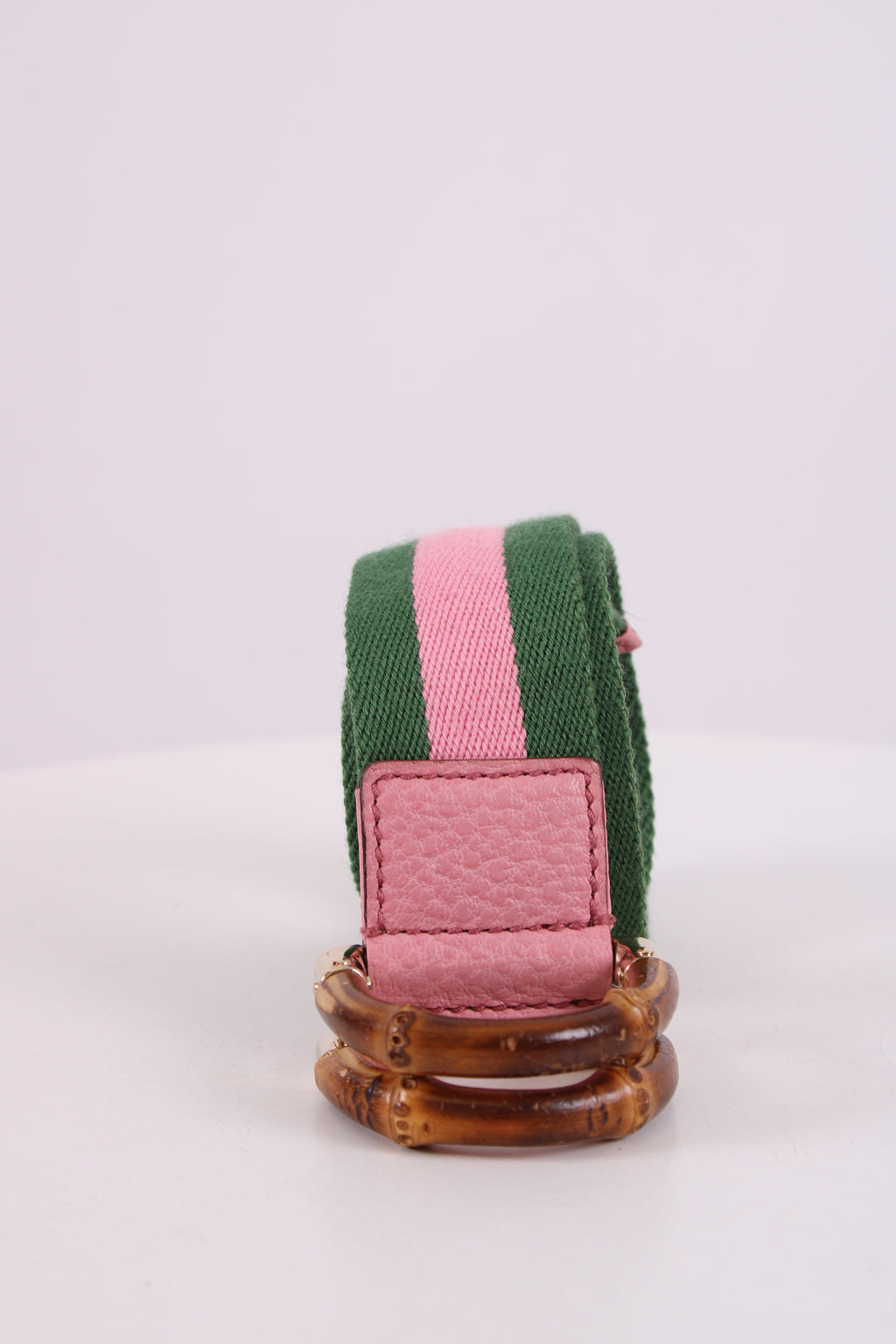 Gucci Stripe Bamboo Buckle Belt Green/ Pink 80.32